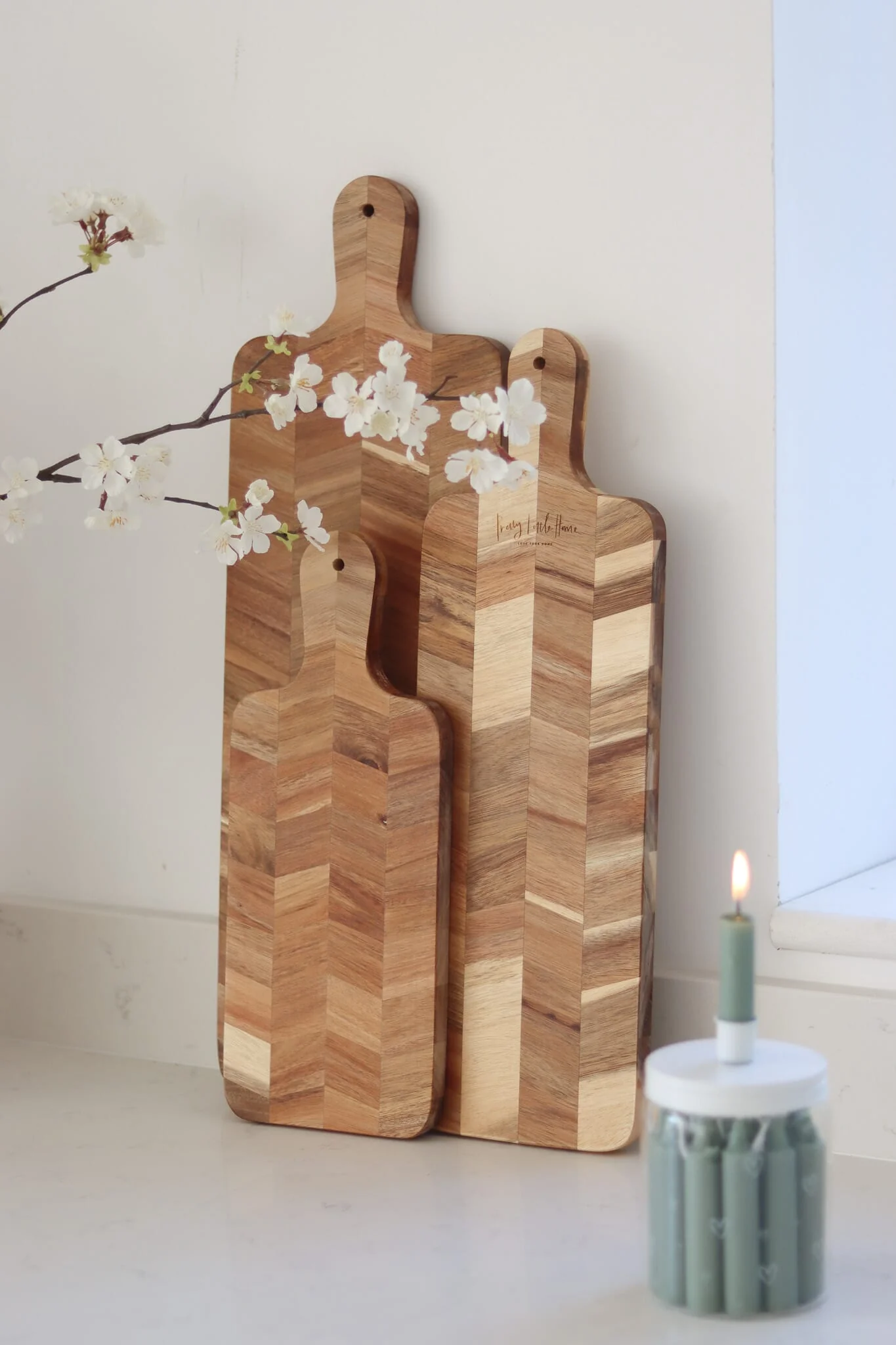Chopping Board Set - Acacia Herringbone - Image 3