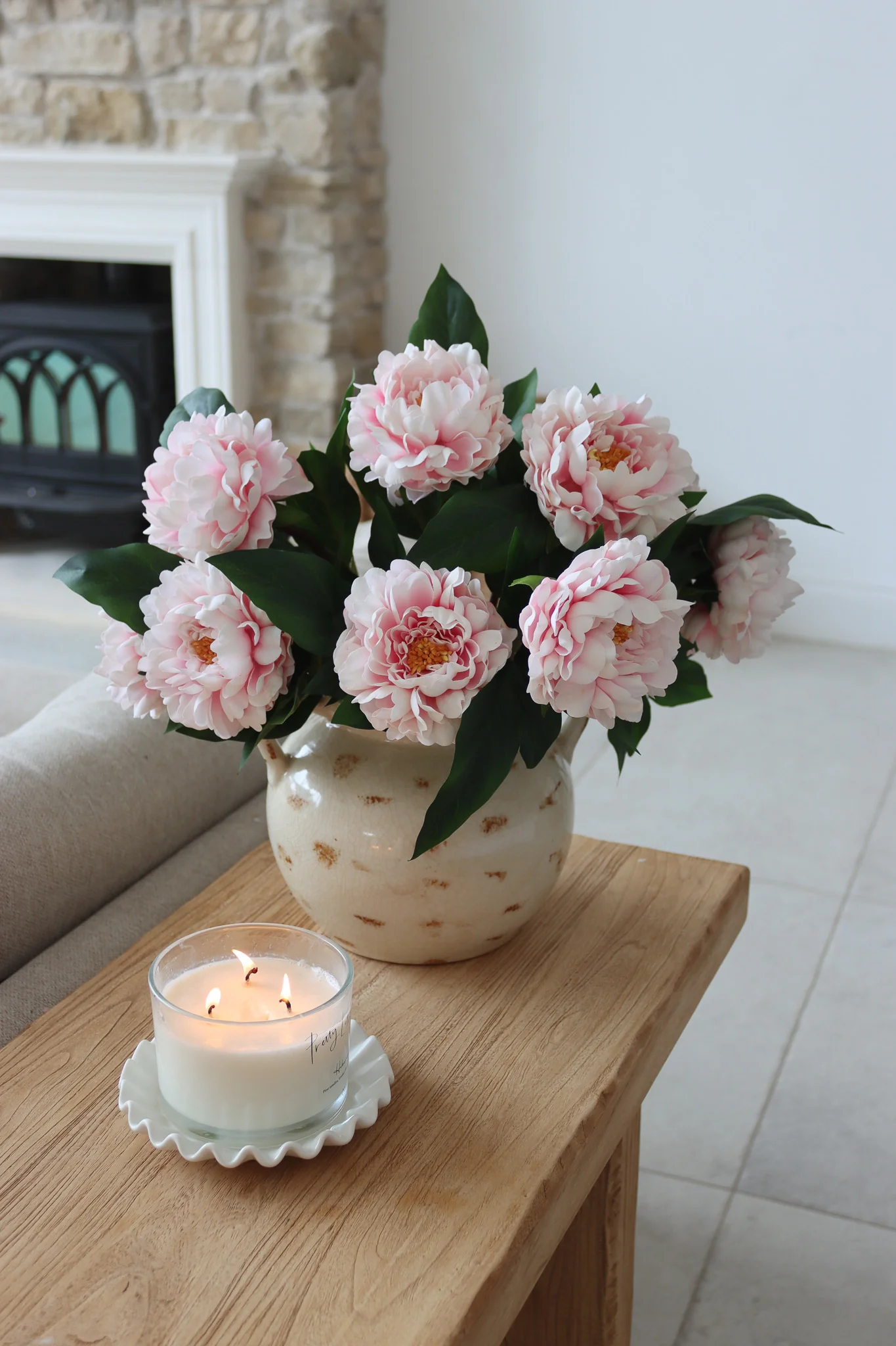Aged Cream Ceramic Vase - Image 6