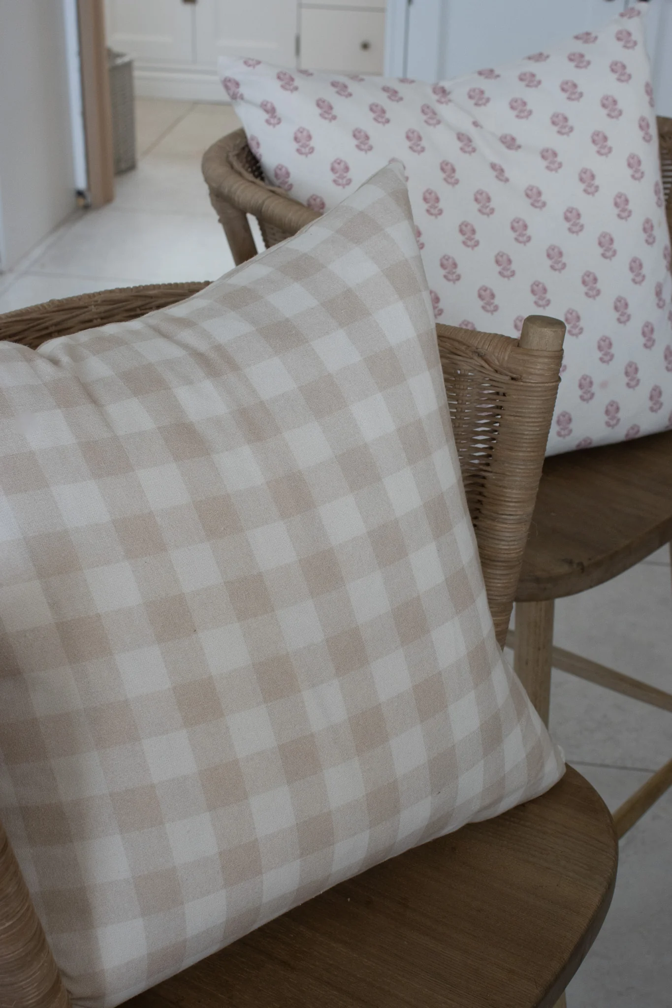 Beige Gingham Cushion Cover - Image 3