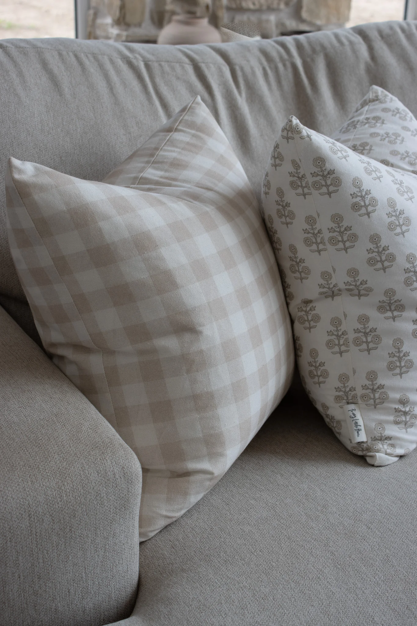 Beige Gingham Cushion Cover - Image 4