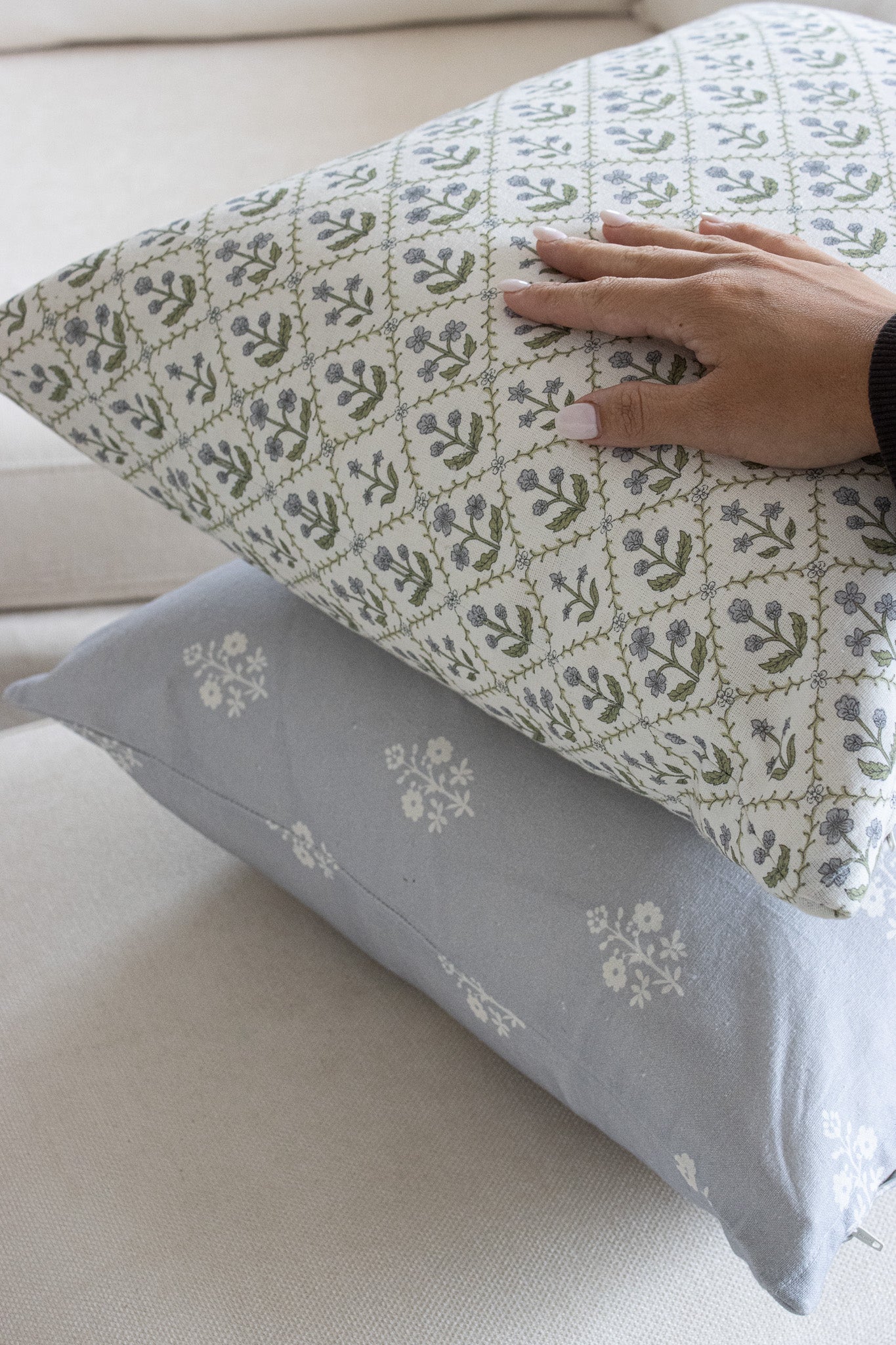 Blue Lattice Cushion Cover - Image 2