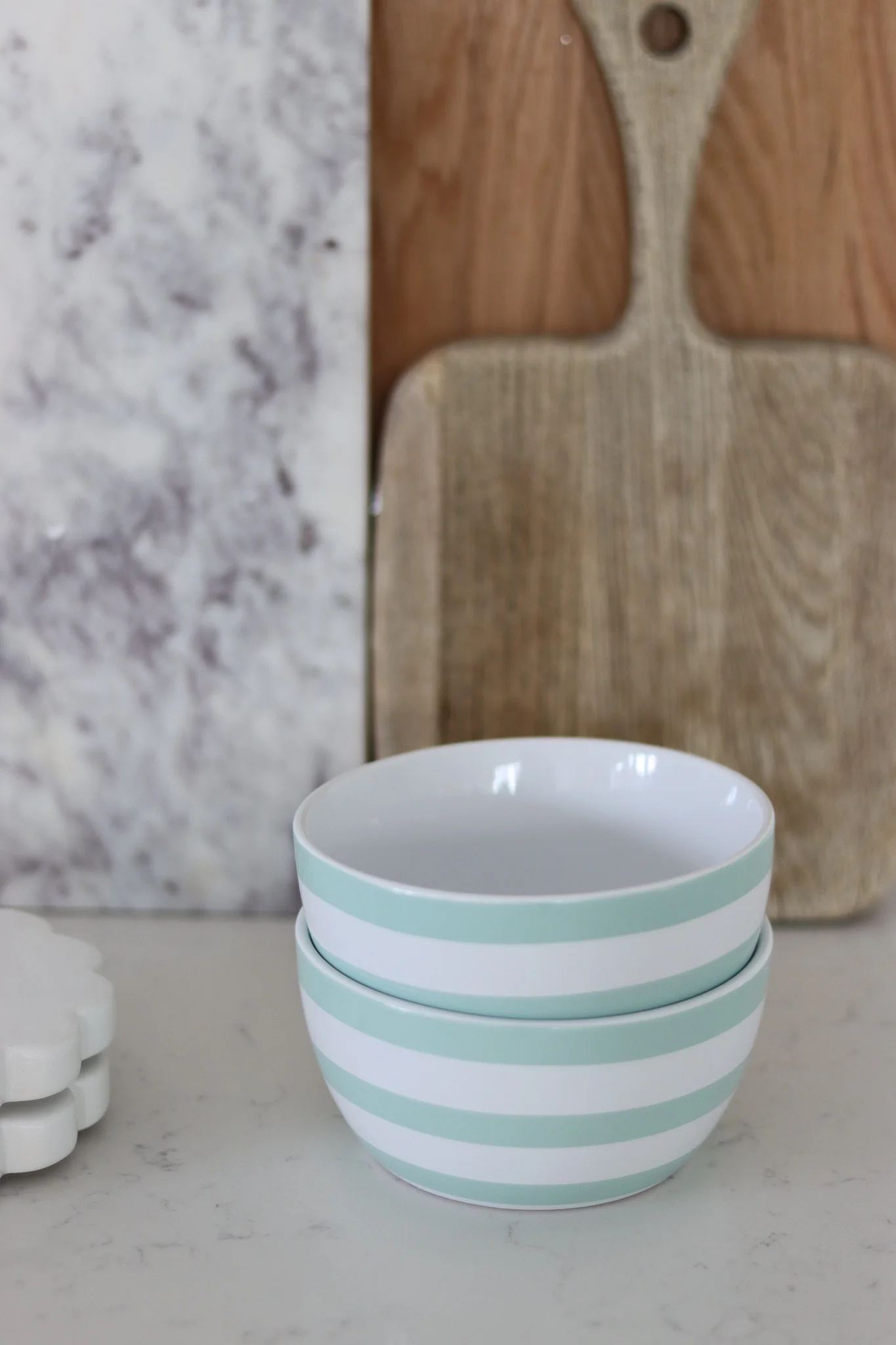 Ceramic Bowl Set – 2 Piece – Green Stripes - Image 4