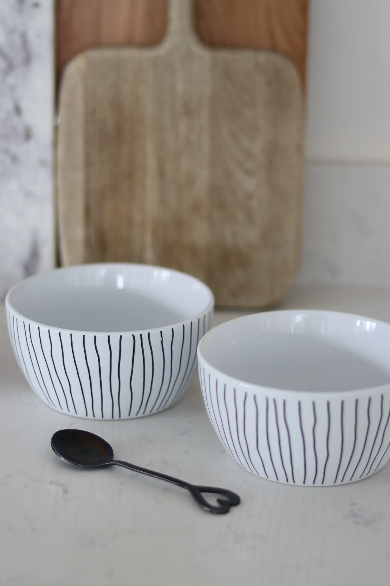 Ceramic Bowl Set – 2 Piece – Vertical Stripes