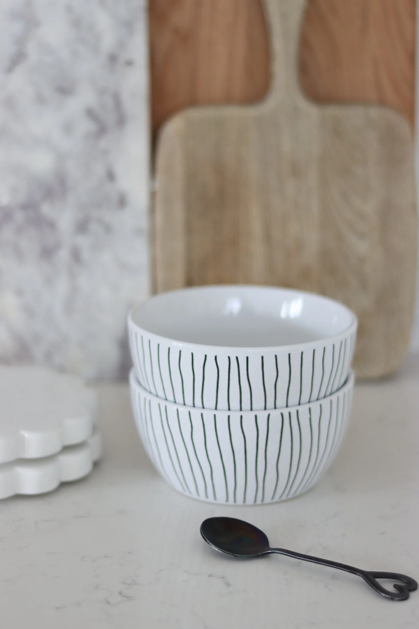 Ceramic Bowl Set – 2 Piece – Vertical Stripes - Image 2