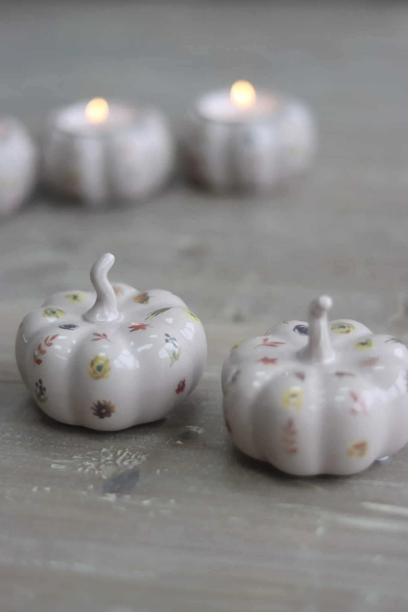 Ceramic Pumpkin Autumn Floral - Small 2PC - Image 2