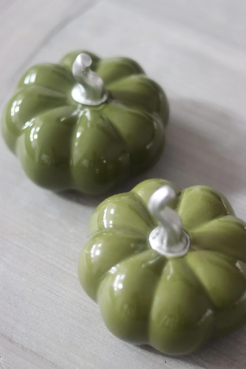 Ceramic Pumpkin Autumnal Green - Medium 2PC - Image 2