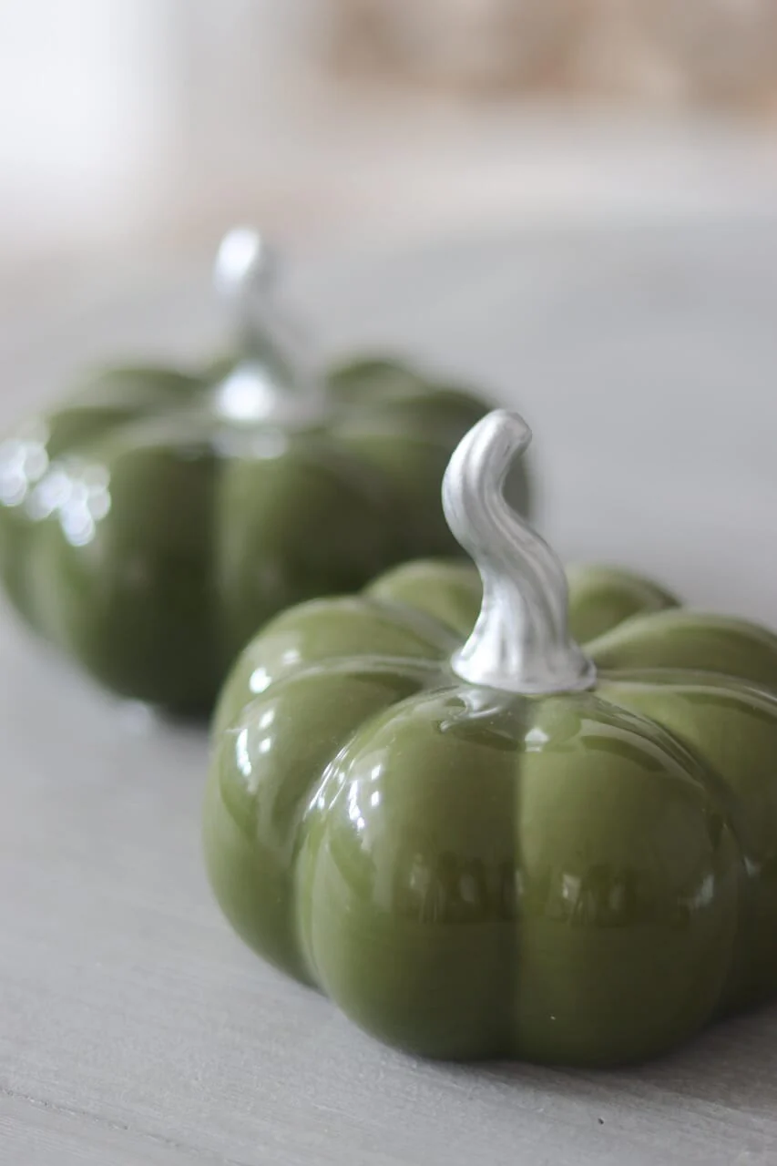 Ceramic Pumpkin Autumnal Green - Medium 2PC - Image 4