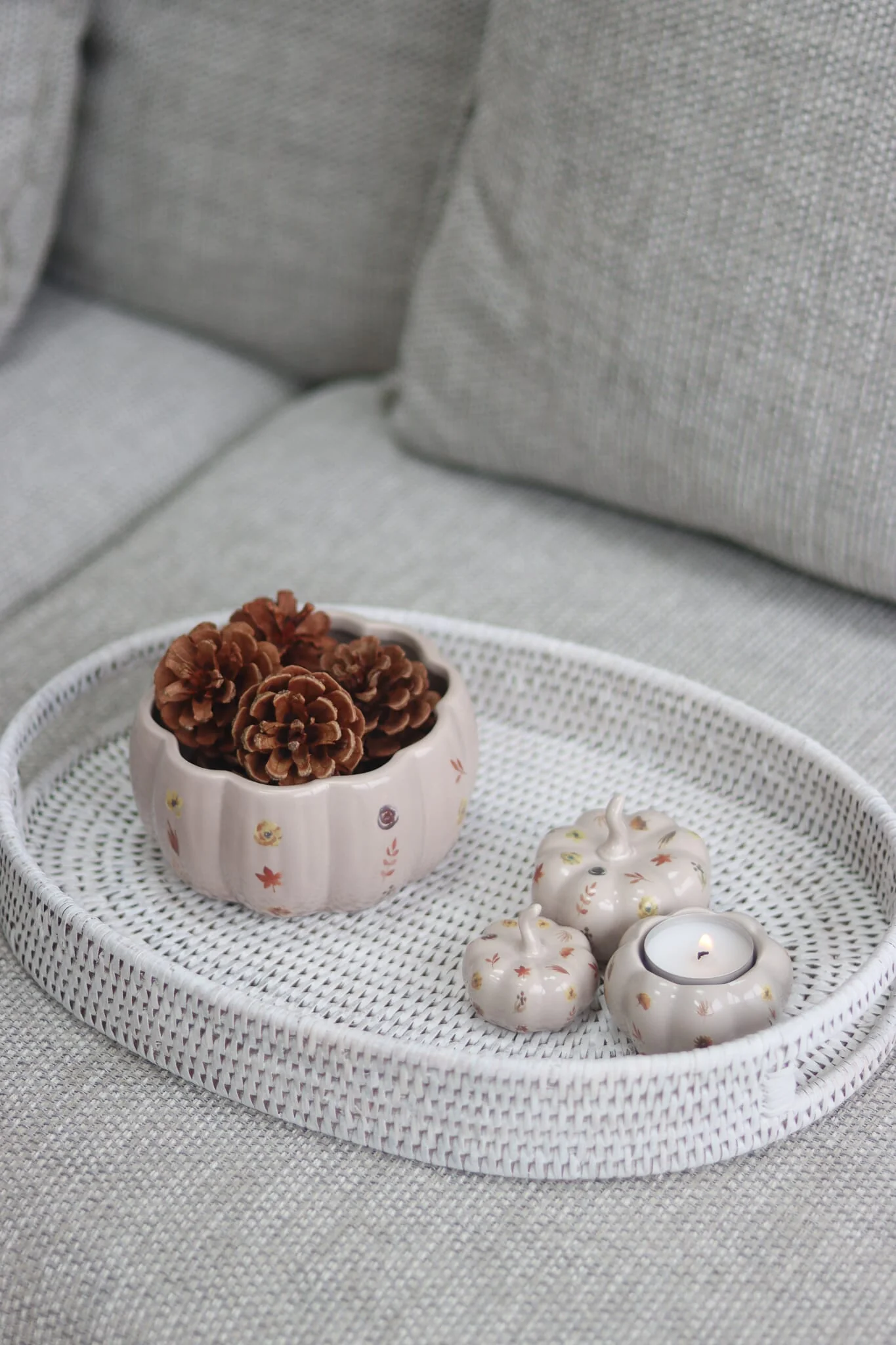 Ceramic Pumpkin Bowl - Autumn Floral