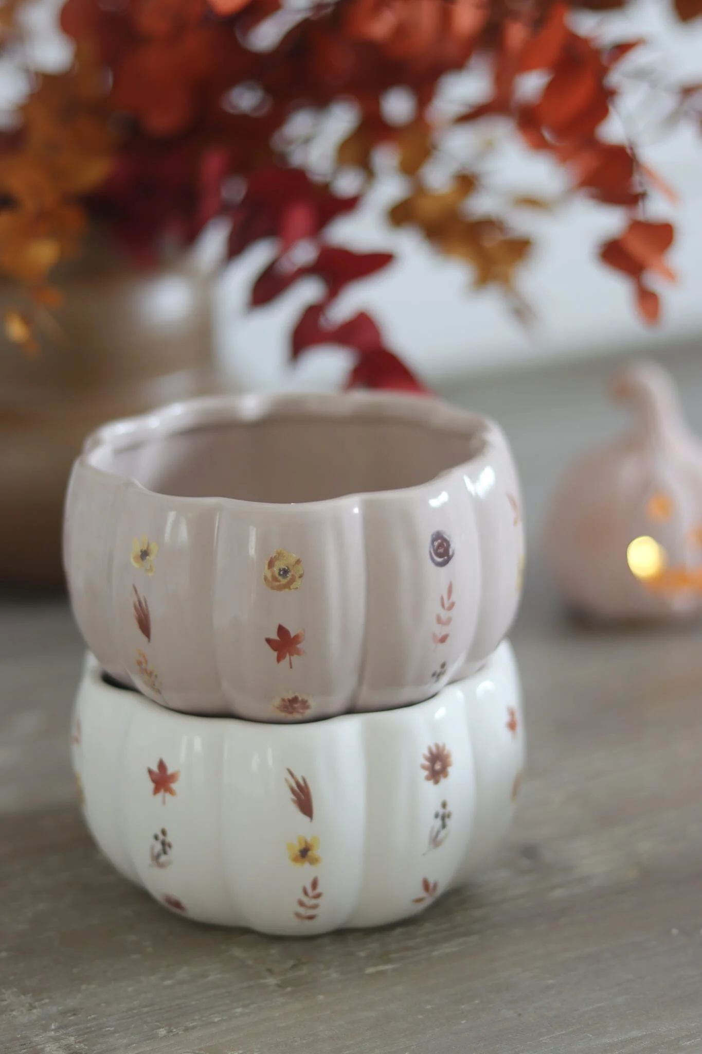 Ceramic Pumpkin Bowl - Autumn Floral - Image 2