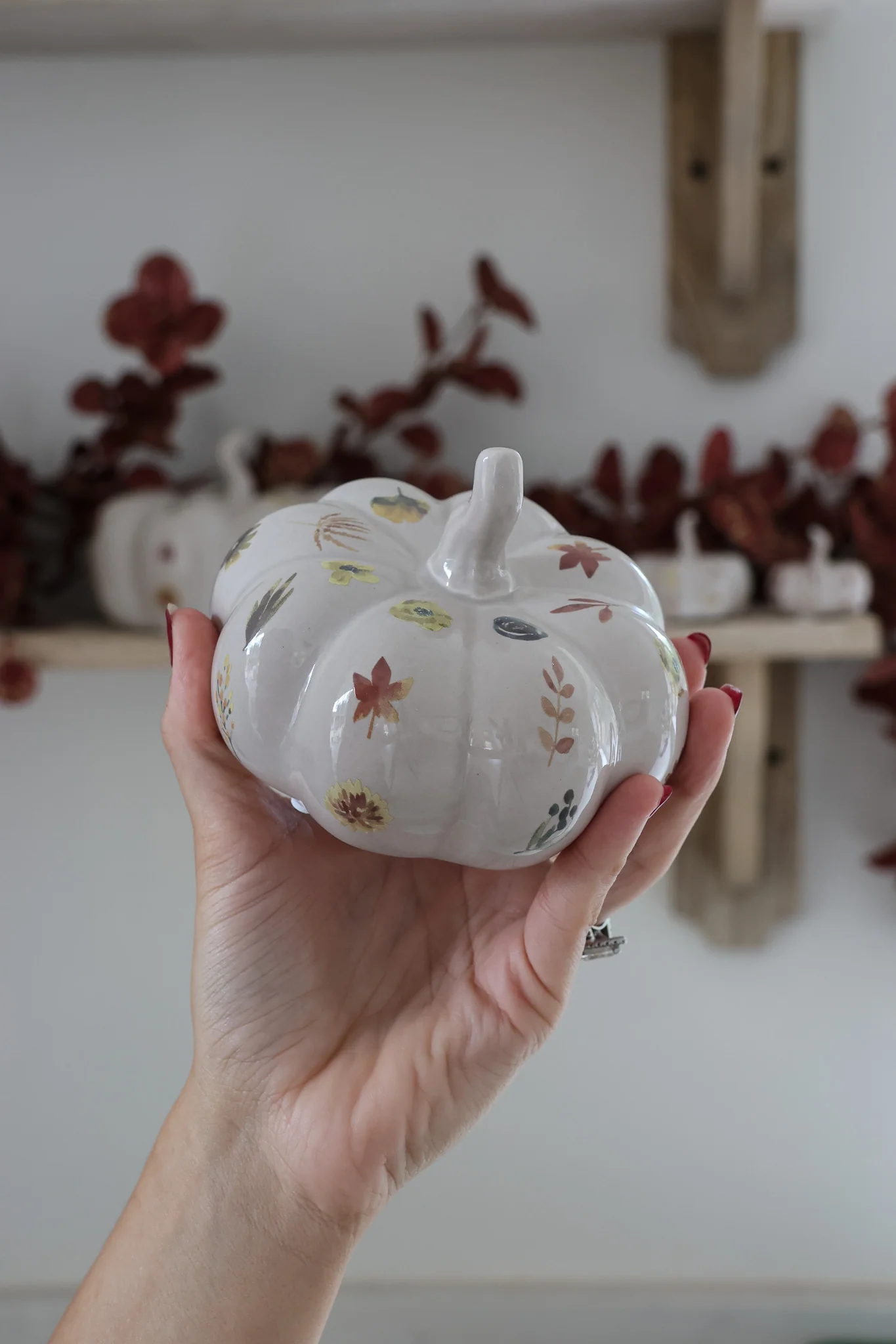 Ceramic Pumpkin Family - Autumn Floral - Image 4