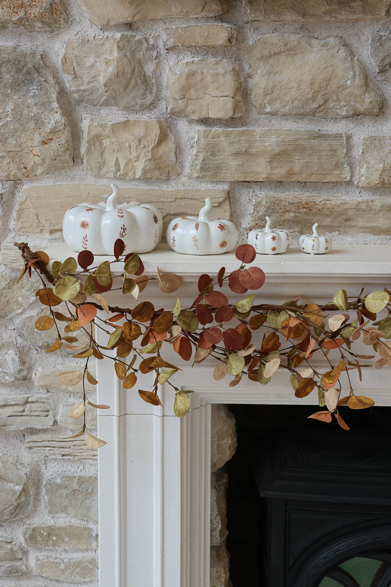 Ceramic Pumpkin Family - Autumnal Pattern