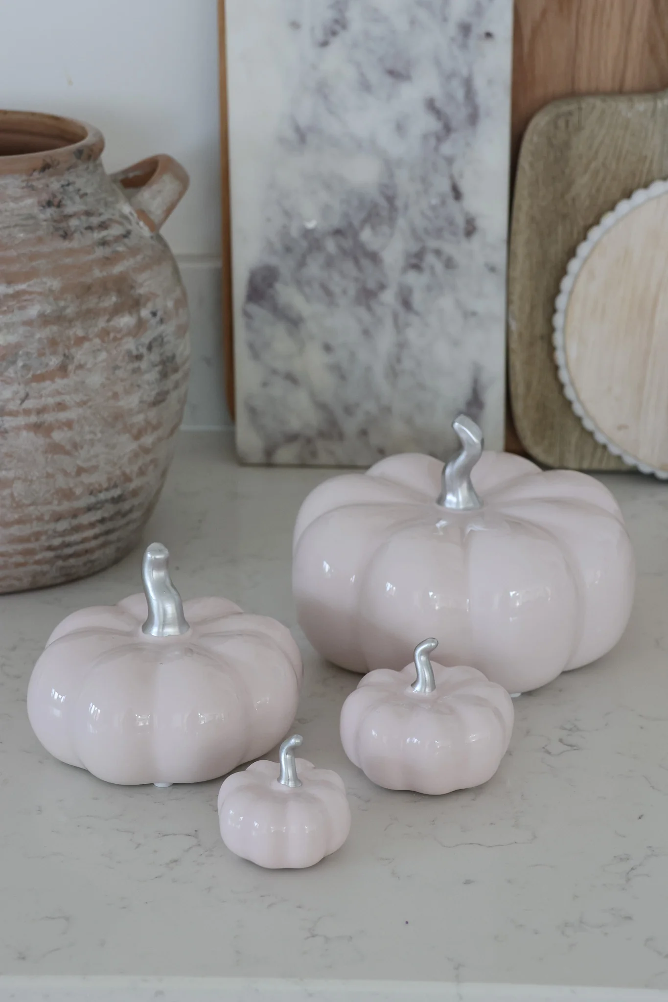 Ceramic Pumpkin Family - Light Pink/Silver - Image 2