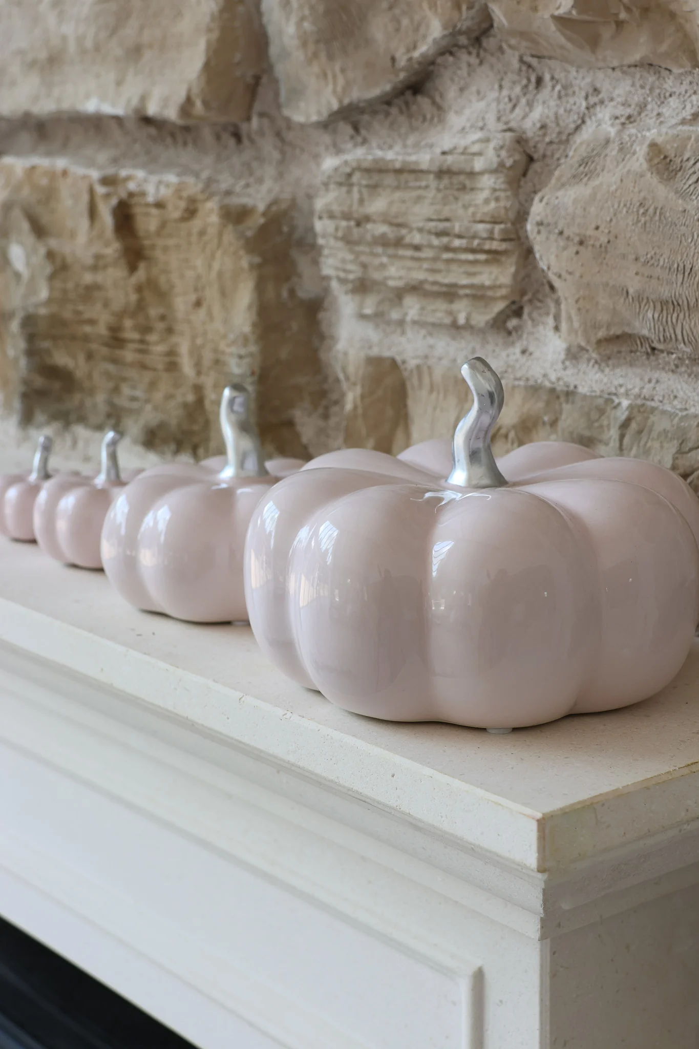 Ceramic Pumpkin Family - Light Pink/Silver - Image 5