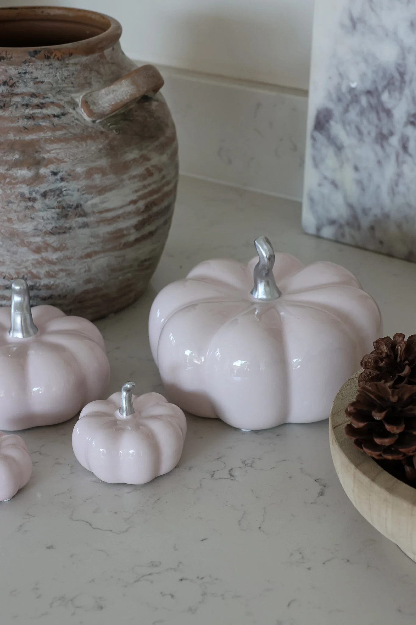 Ceramic Pumpkin Family - Light Pink/Silver - Image 6