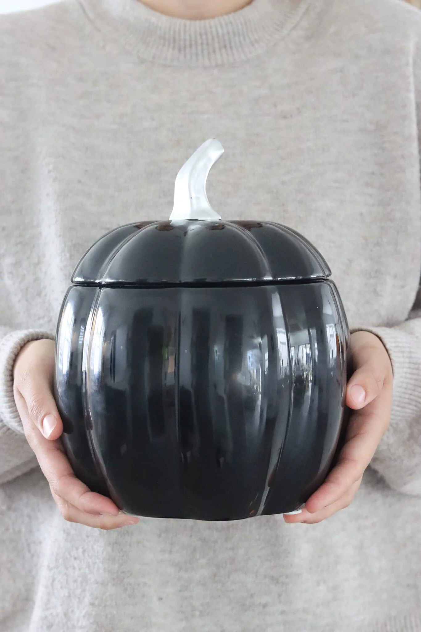 Ceramic Pumpkin Jar - Black Small - Image 4