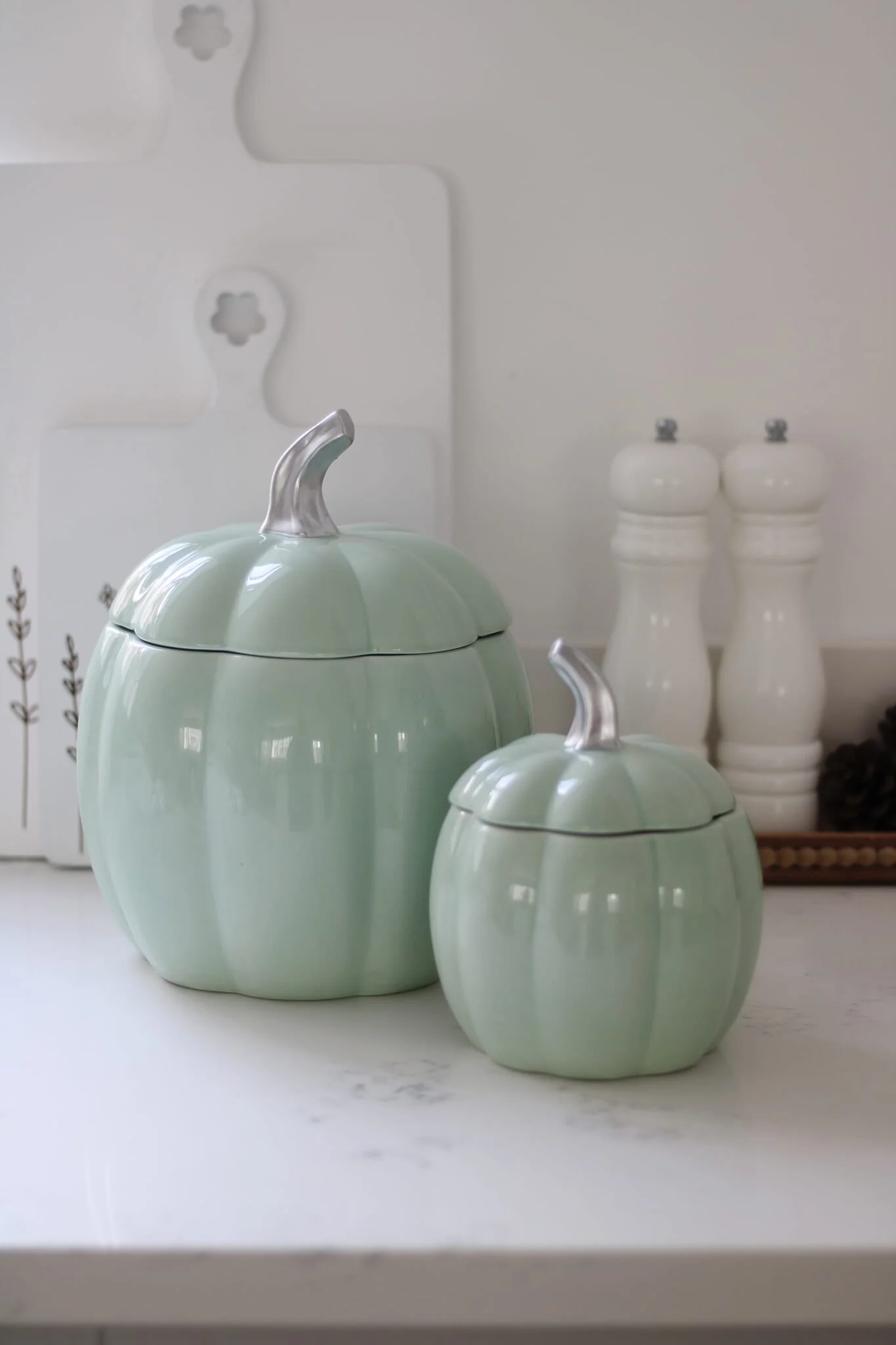Ceramic Pumpkin Jar - Green/Large
