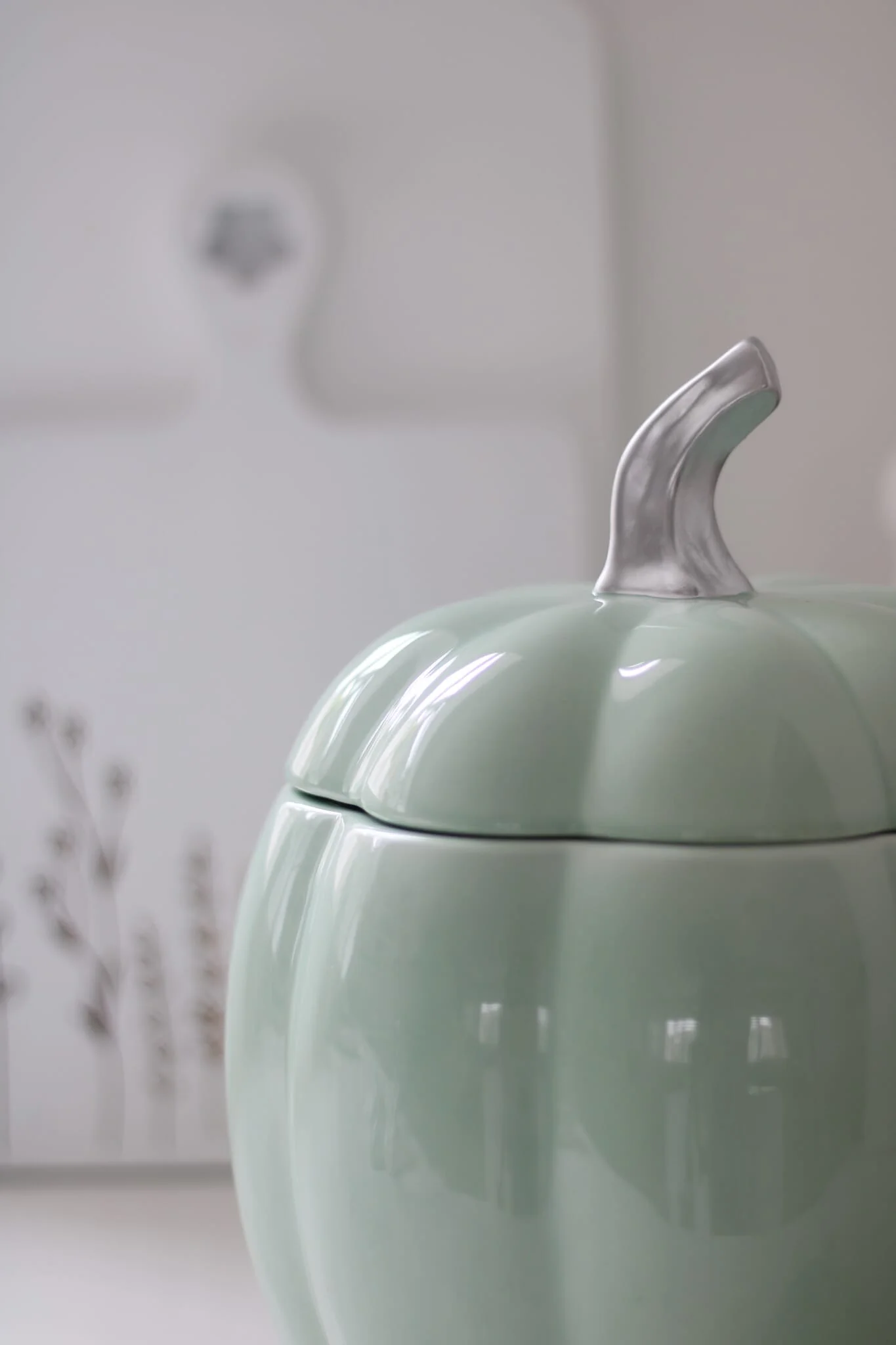 Ceramic Pumpkin Jar - Green/Large - Image 4