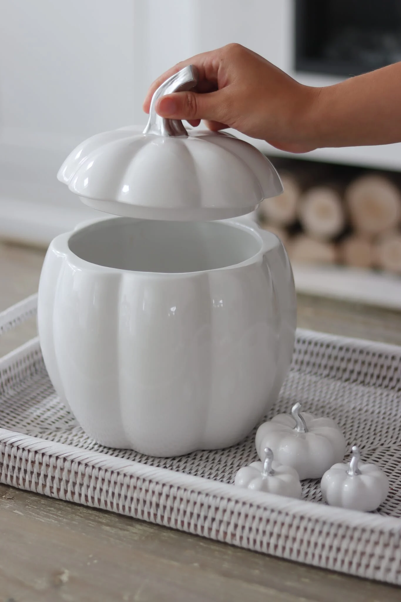 White Ceramic Pumpkin Jars - Bundle - Image 4