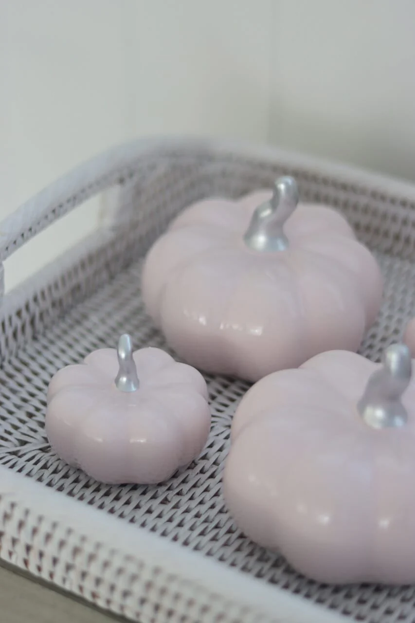 Ceramic Pumpkin Light Pink/Silver - Small 2PC - Image 2