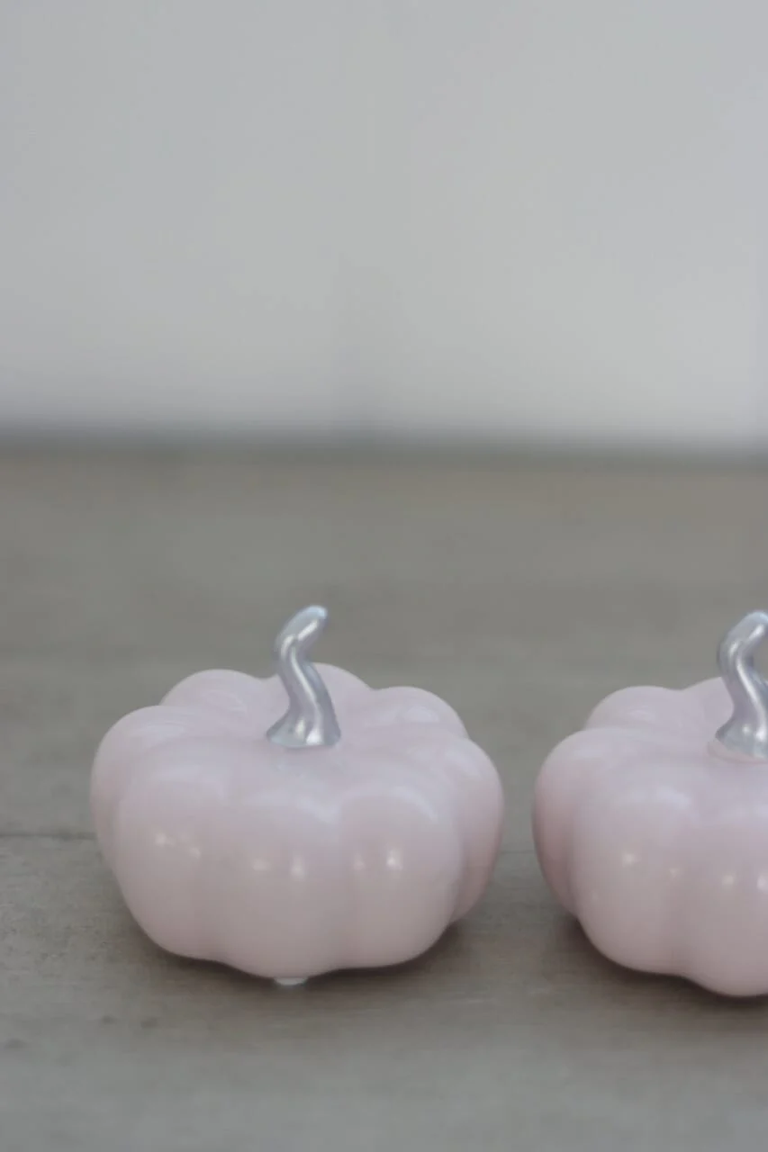 Ceramic Pumpkin Light Pink/Silver - Small 2PC - Image 3
