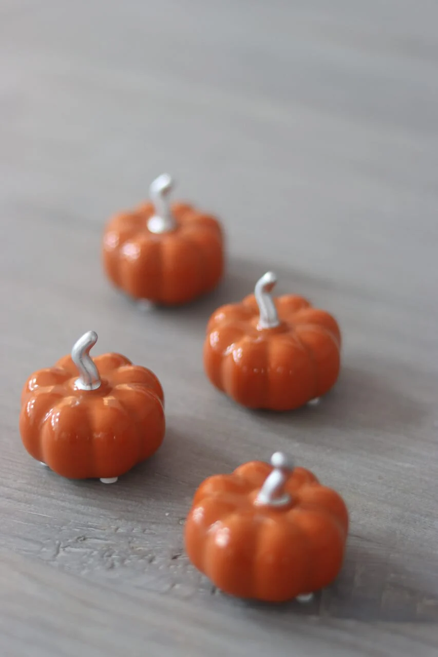 Ceramic Pumpkin Autumnal Orange - Tiny 4PC - Image 3