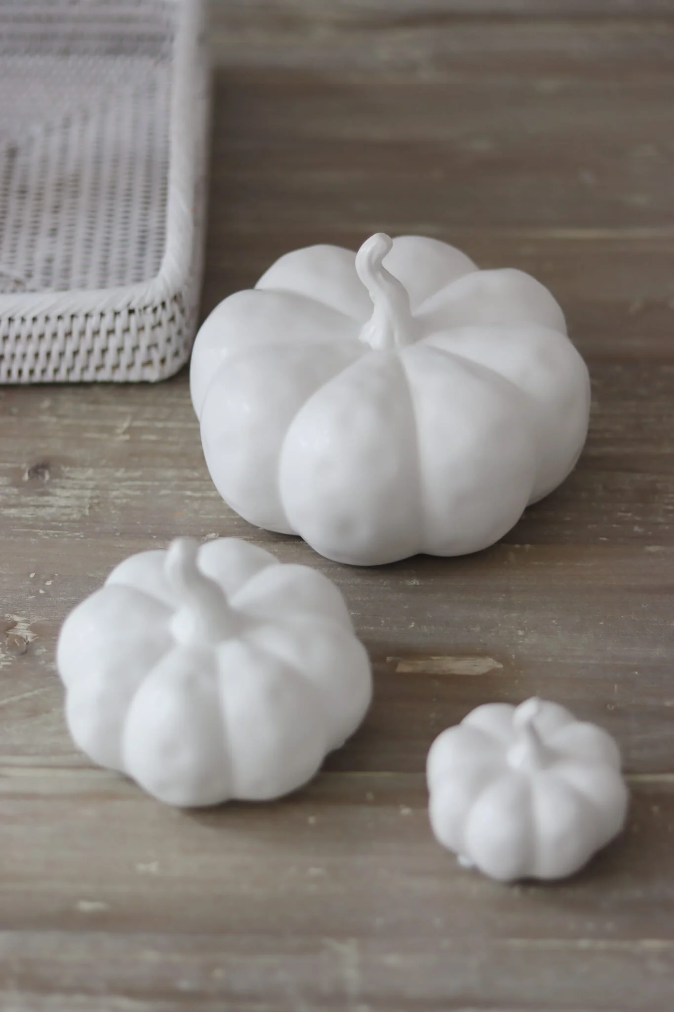 Ceramic Pumpkin Trio - Matt White - Image 4