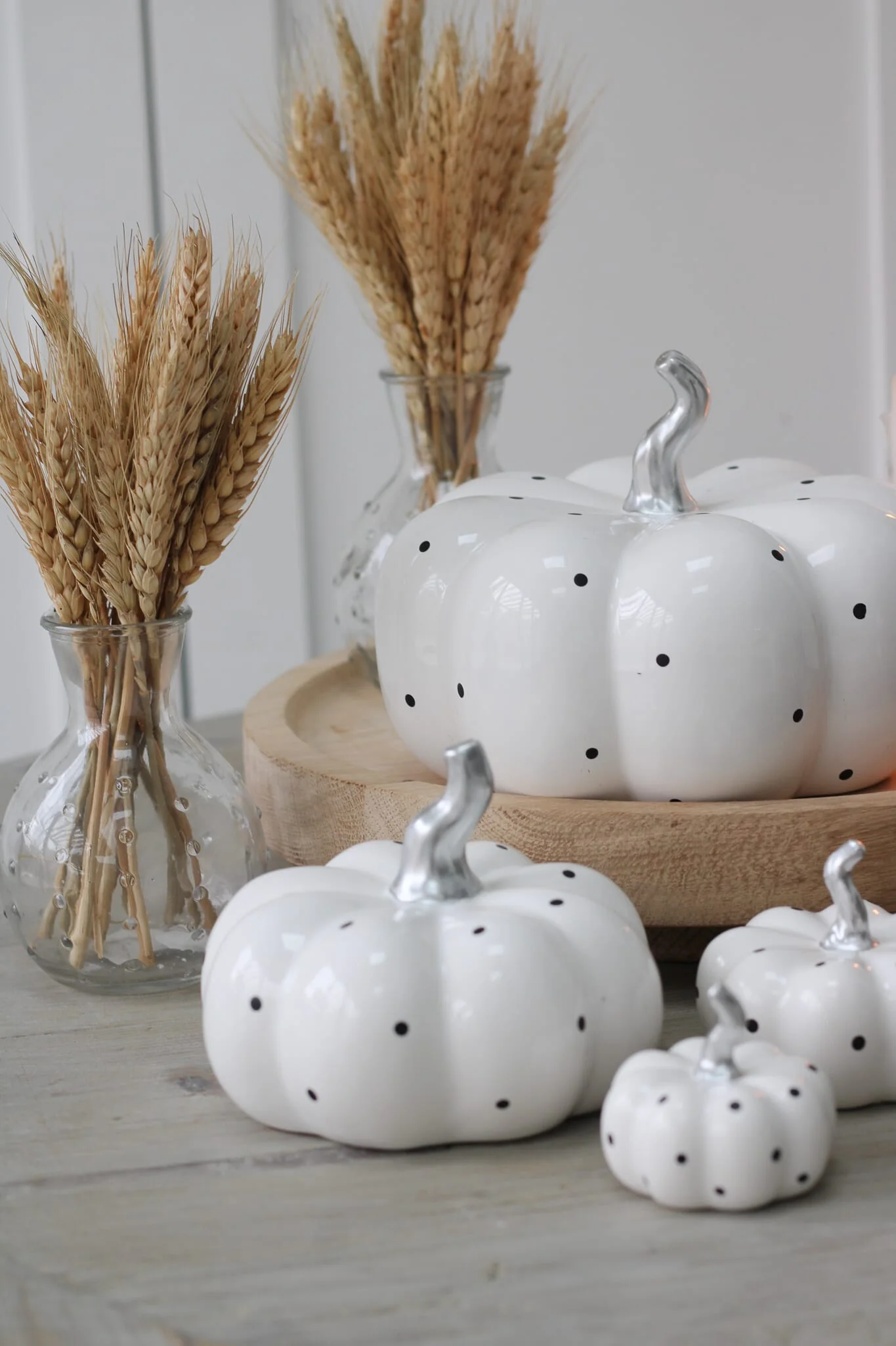 Ceramic Pumpkin White Polka Dot - Small 2Pc Set - Image 10