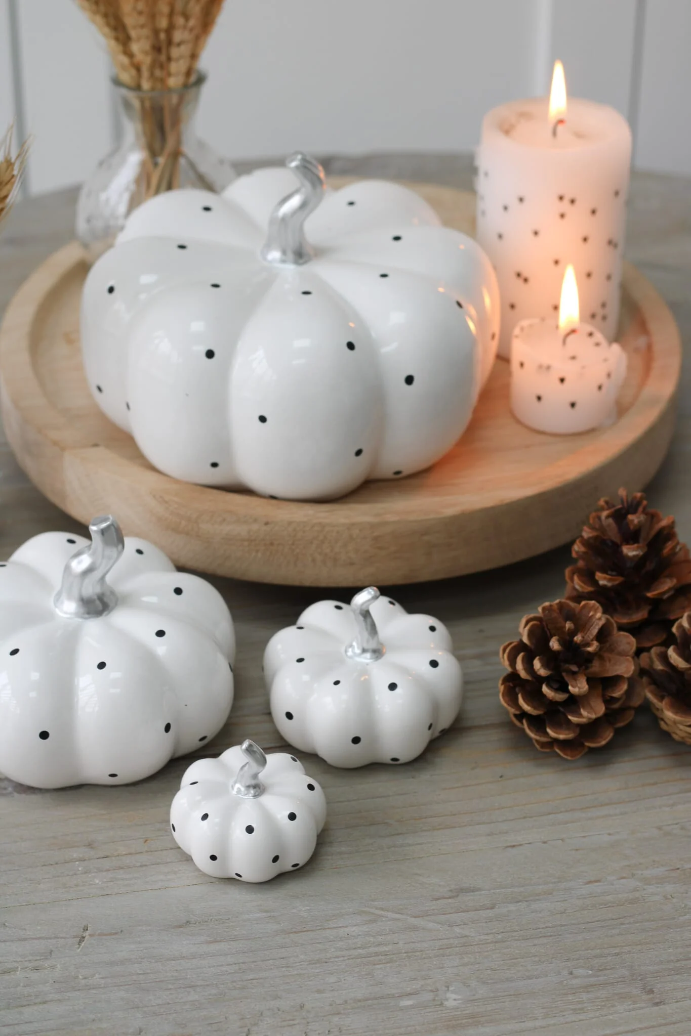 Ceramic Pumpkin White Polka Dot - Small 2Pc Set - Image 8