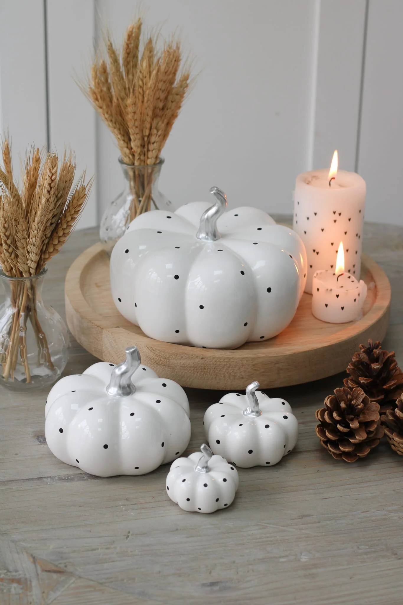 Ceramic Pumpkin White Polka Dot - Small 2Pc Set - Image 9