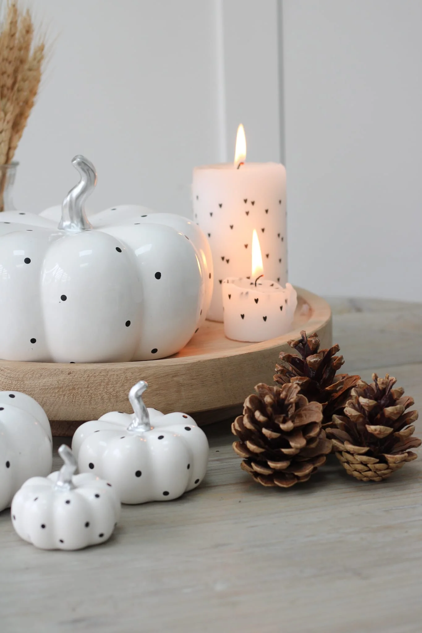 Ceramic Pumpkin White Polka Dot - Tiny 4Pc Set