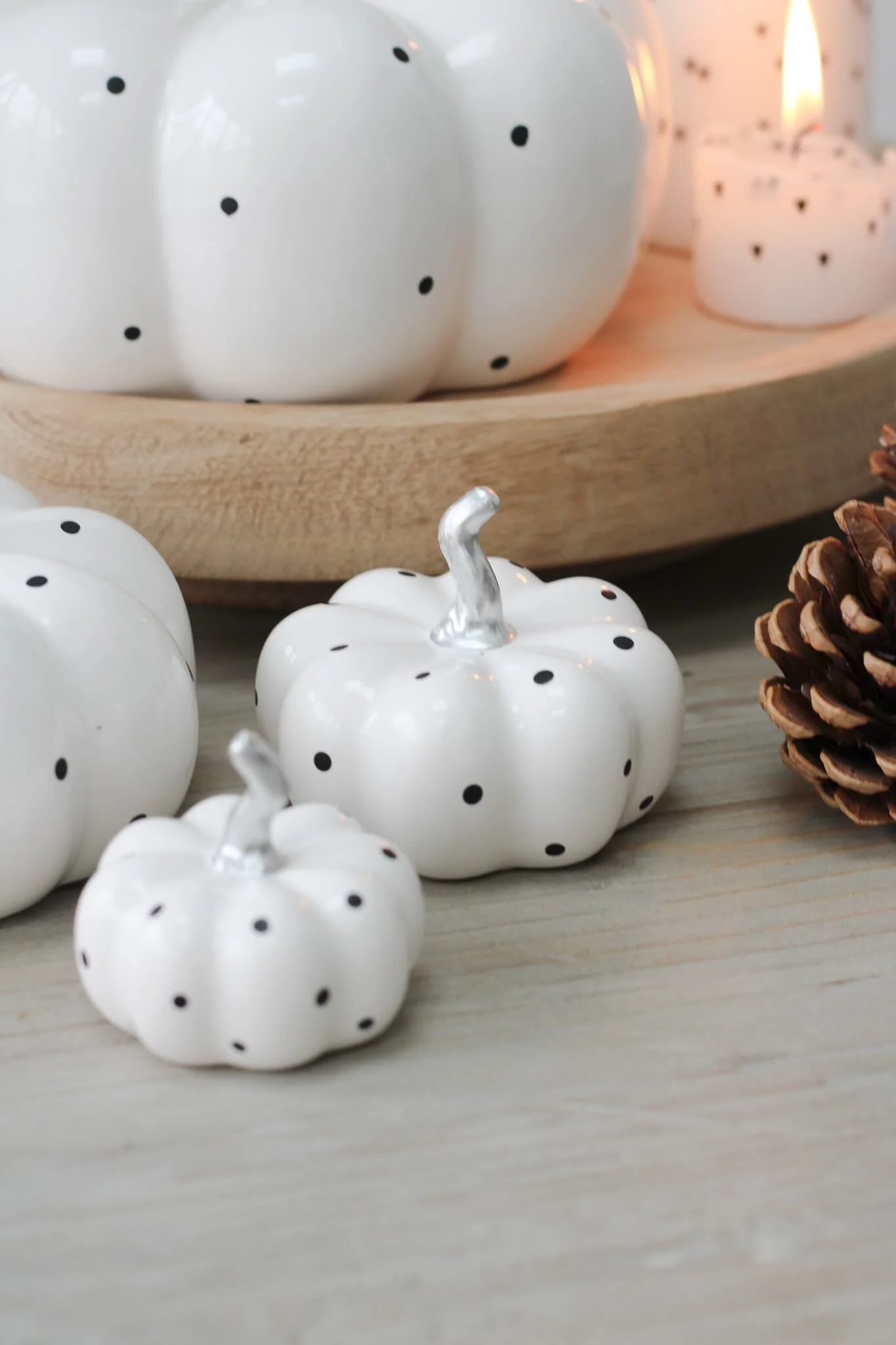 Ceramic Pumpkin White Polka Dot - Tiny 4Pc Set - Image 10