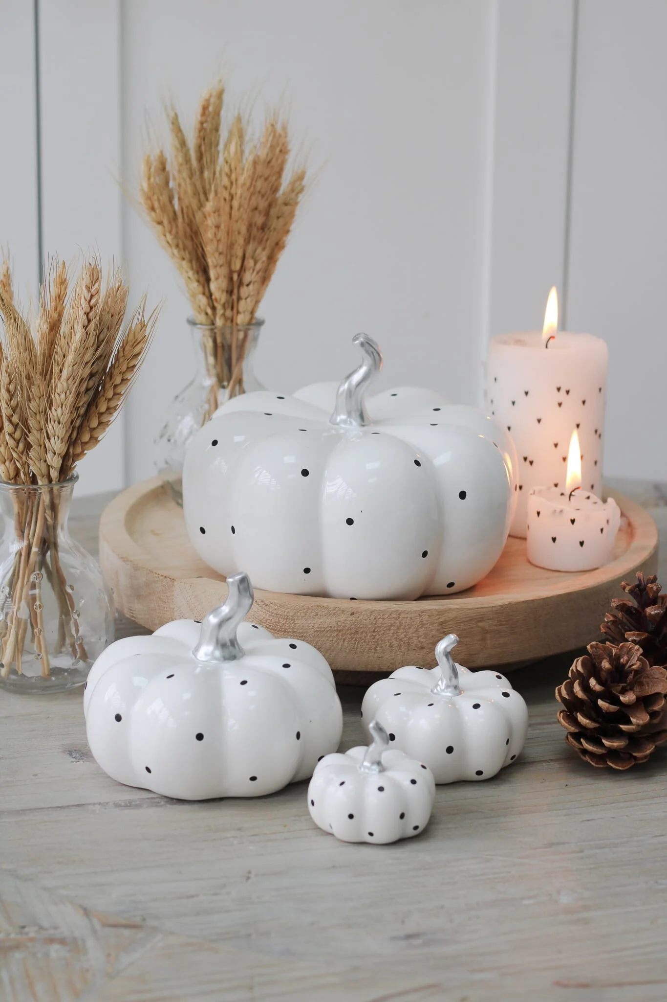 Ceramic Pumpkin White Polka Dot - Tiny 4Pc Set - Image 4