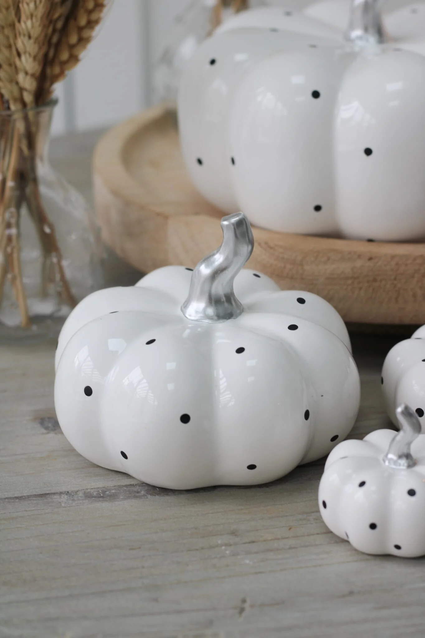 Ceramic Pumpkin White Polka Dot - Tiny 4Pc Set - Image 6