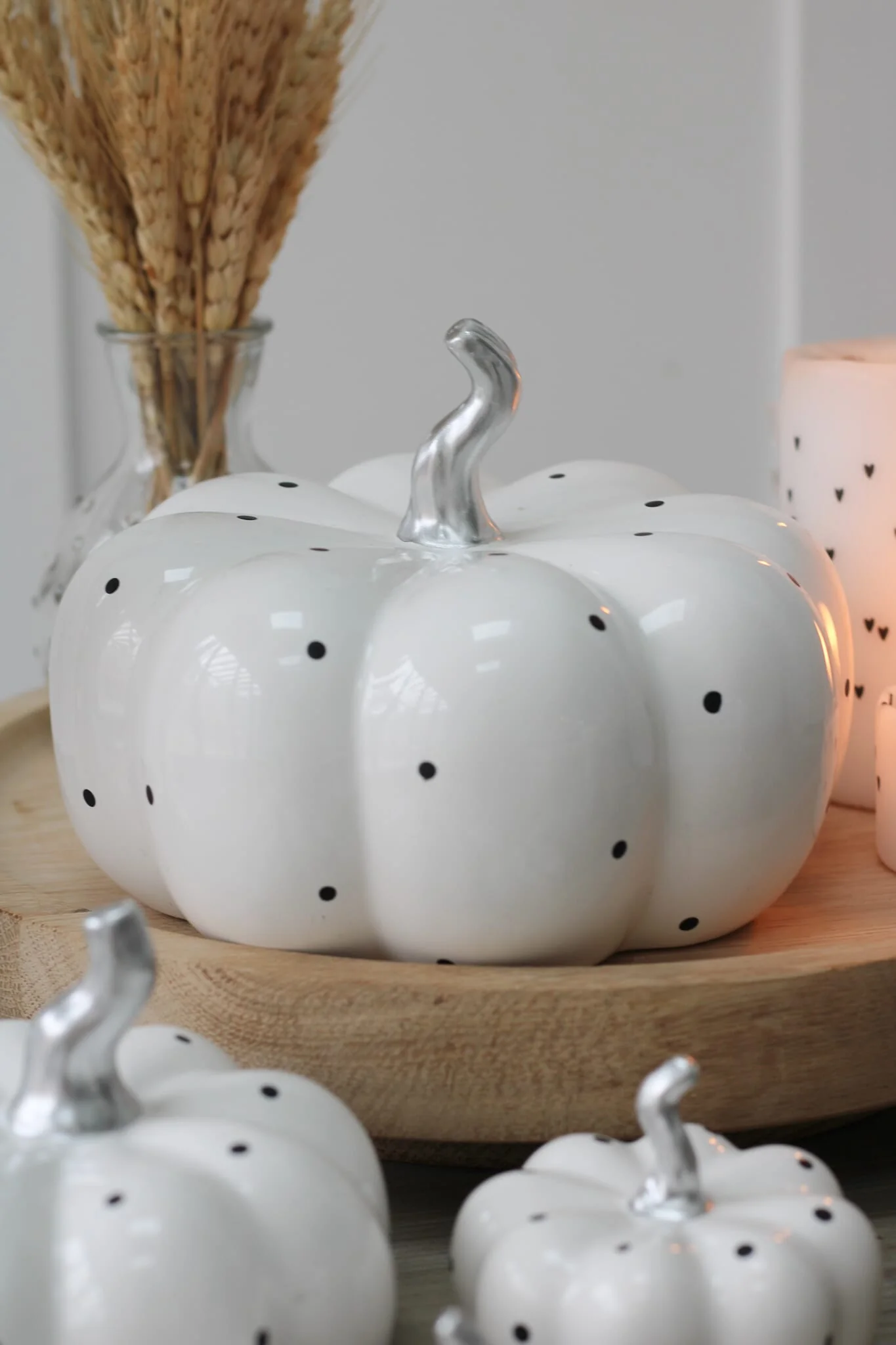 Ceramic Pumpkin White Polka Dot - Tiny 4Pc Set - Image 7