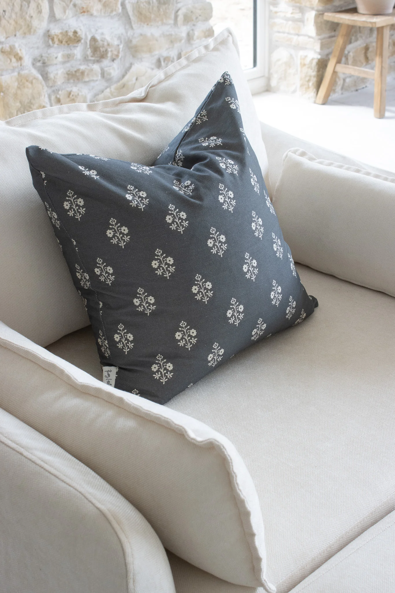 Charcoal Wildflower Cushion Cover