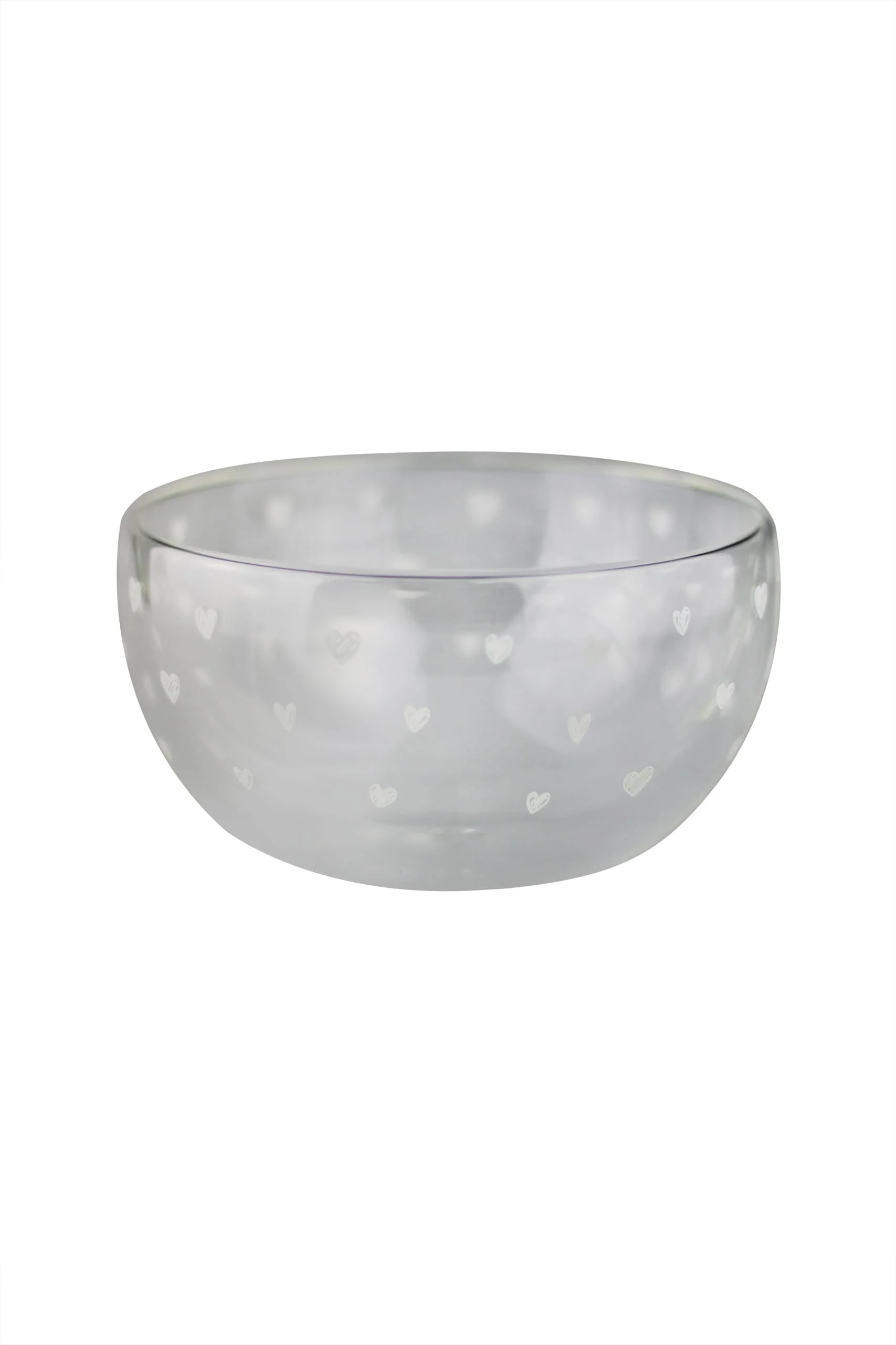 Double Wall Glass Bowl - White/MultiHeart - Image 5