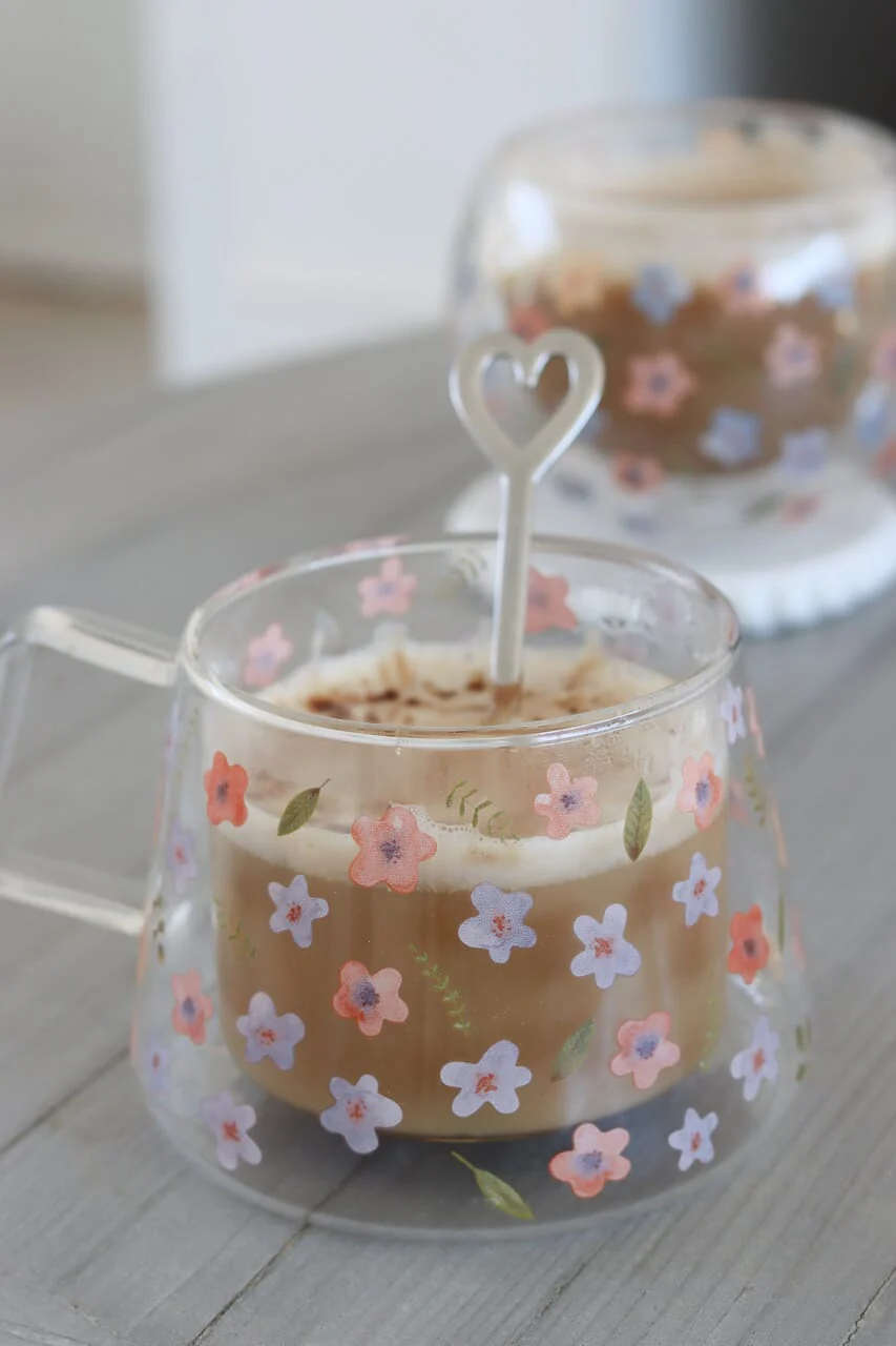 Wrap Around Double Walled Glass Mug - Bloom - Image 4