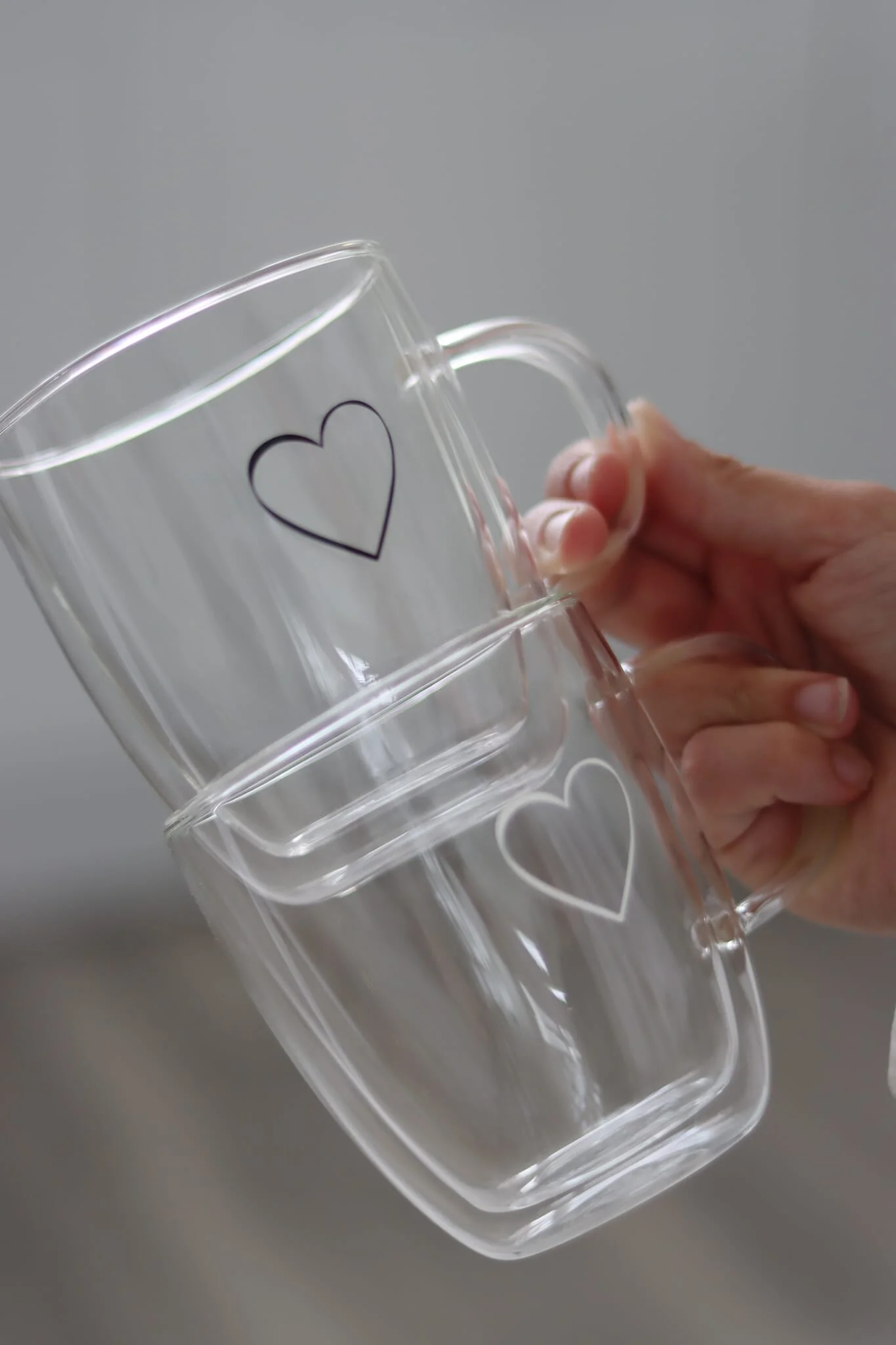 Double Walled Glass Mug - Single Heart/Black - Image 6