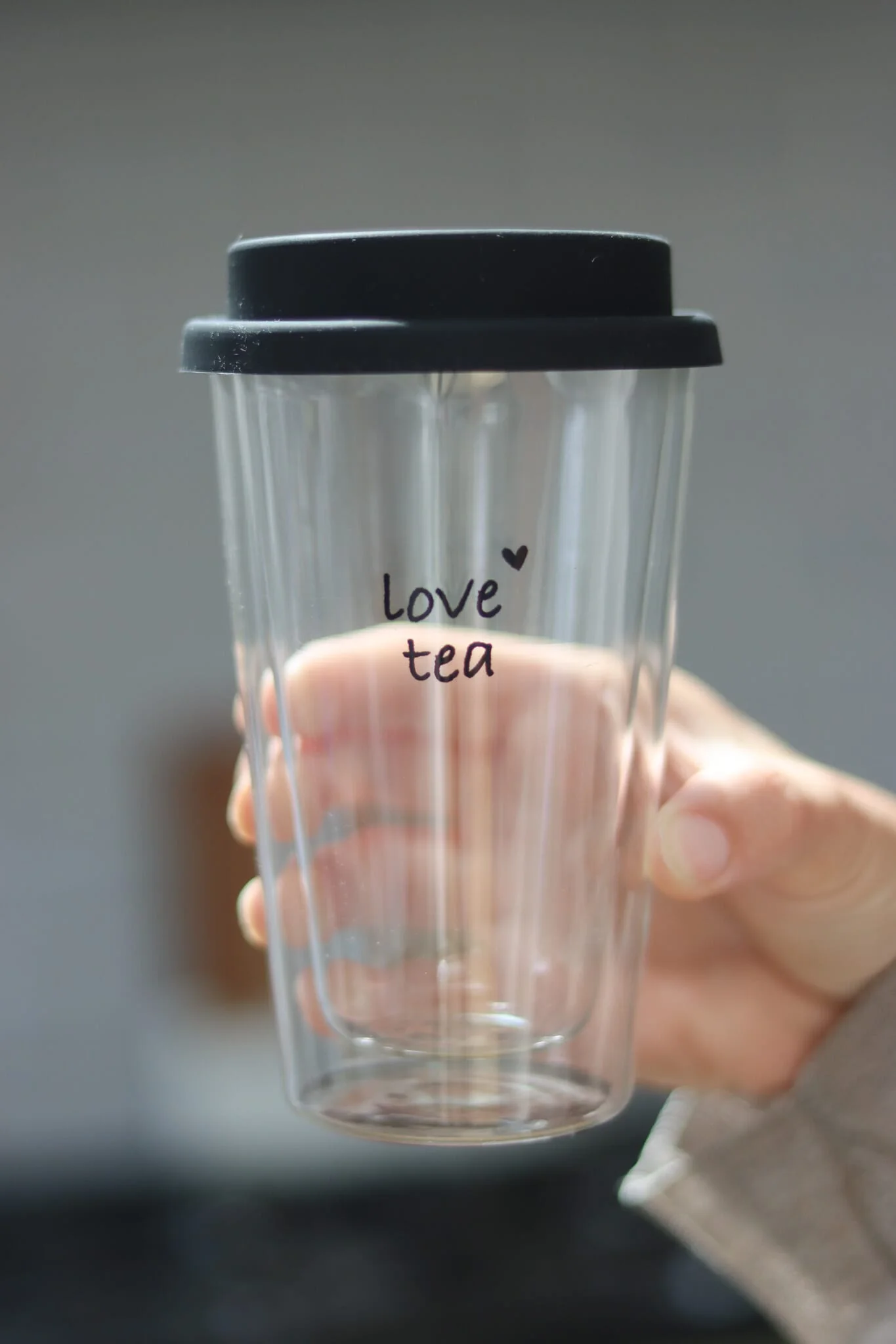 Double Walled Glass Travel Mug - Love Tea - Image 2