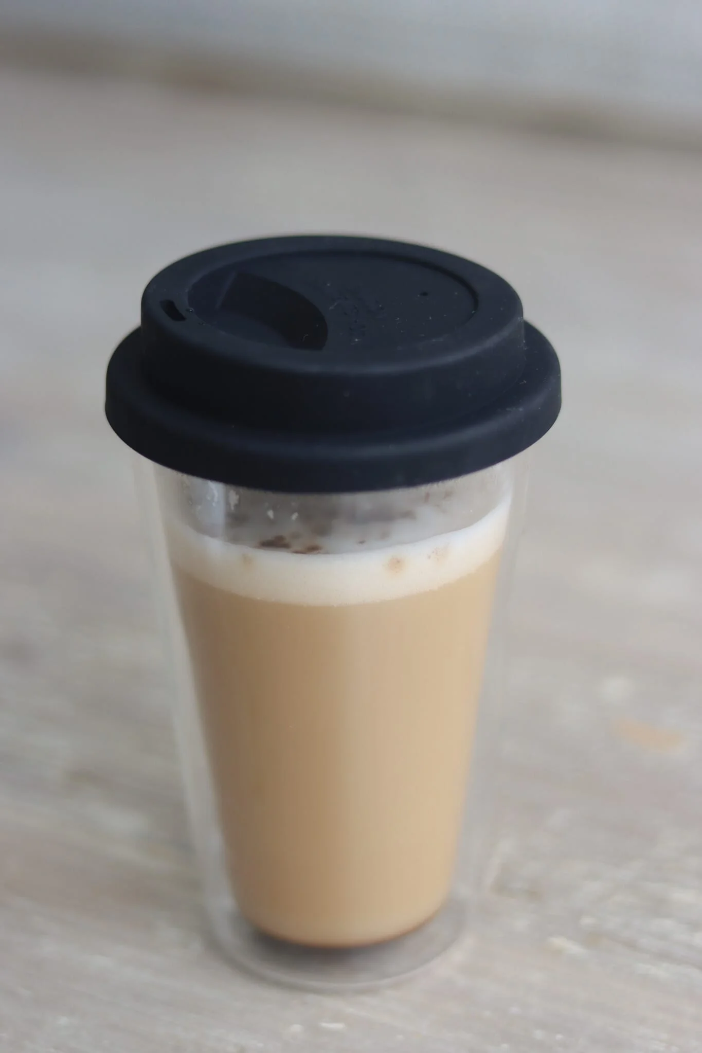 Double Walled Glass Travel Mug - Plain/Black - Image 2
