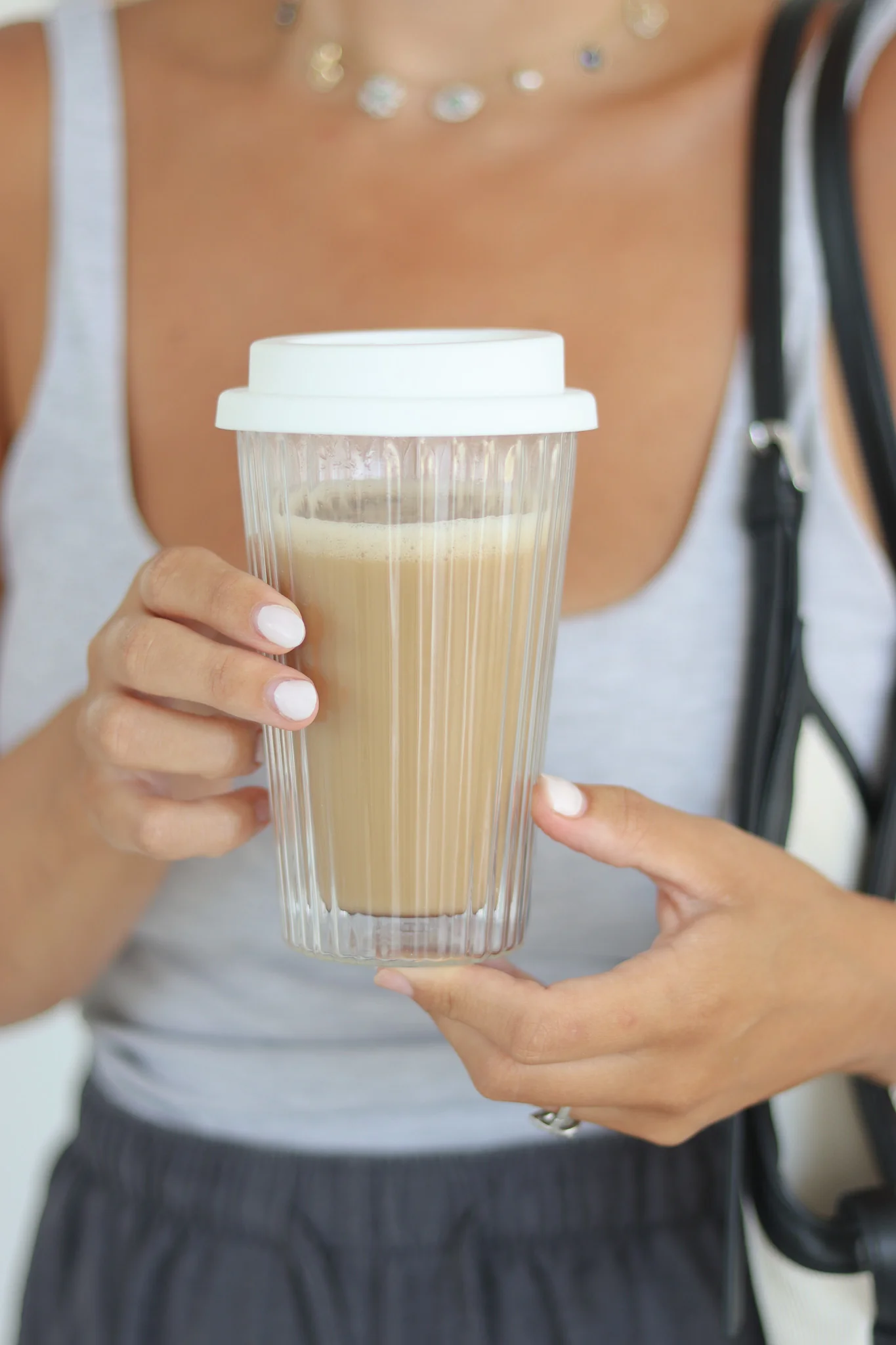 Double Walled Glass Travel Mug – Rippled