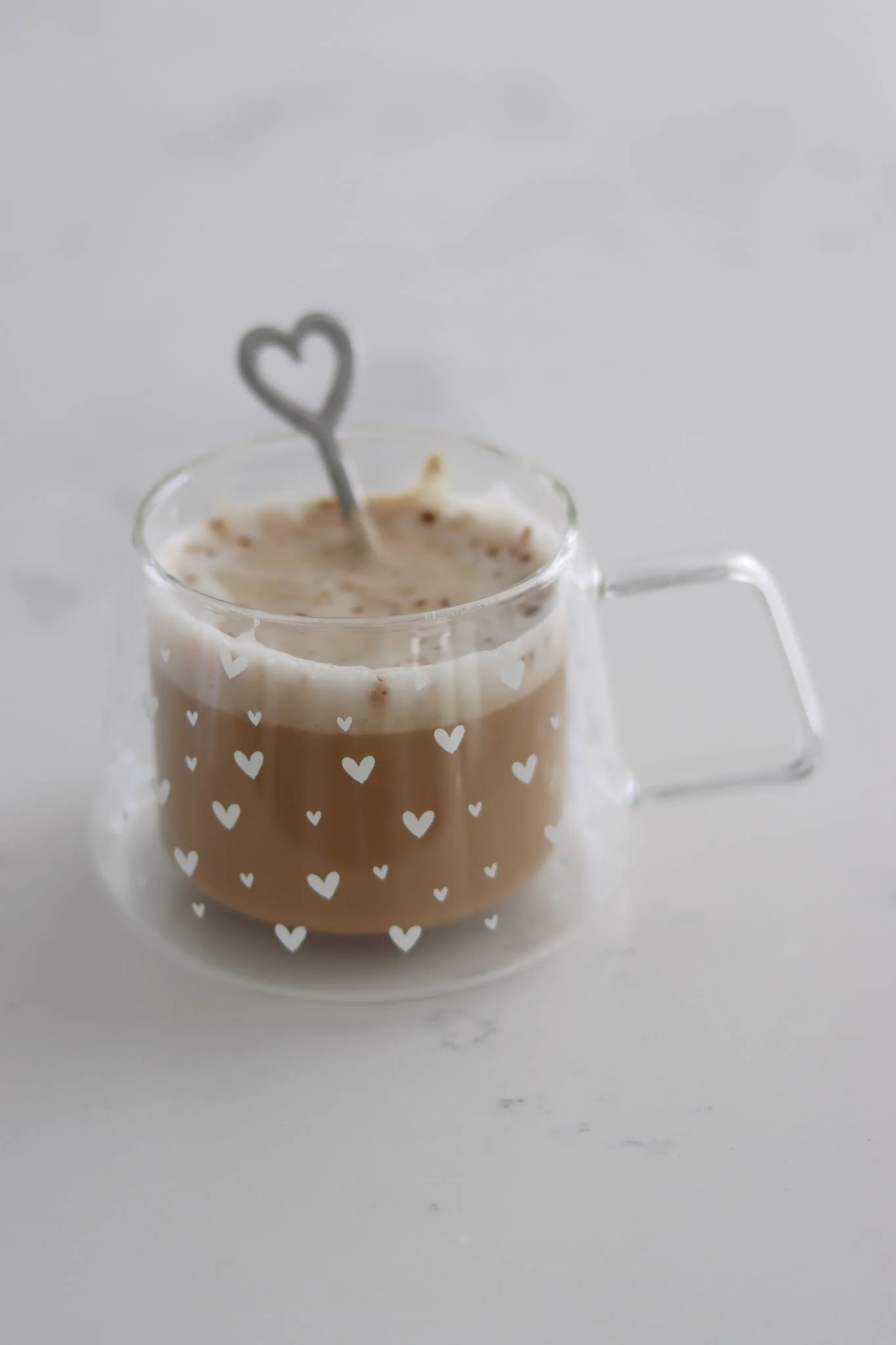 Wrap Around Double Walled Glass Mug – Multi Heart White - Image 4