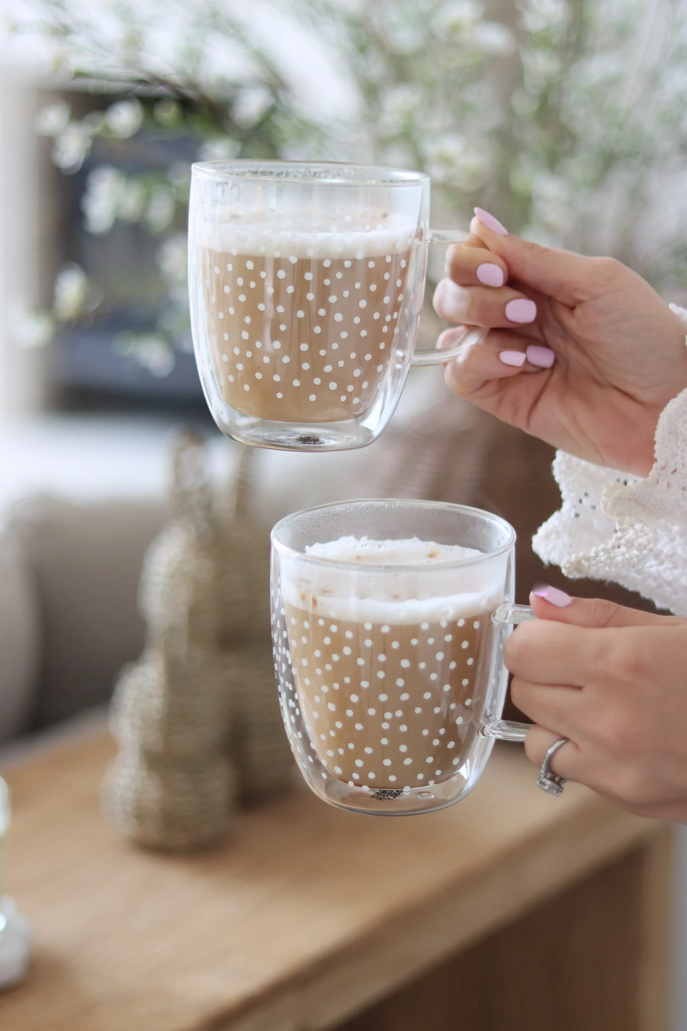 Double Walled Glass Mug Set - 2piece - Cosmos/White