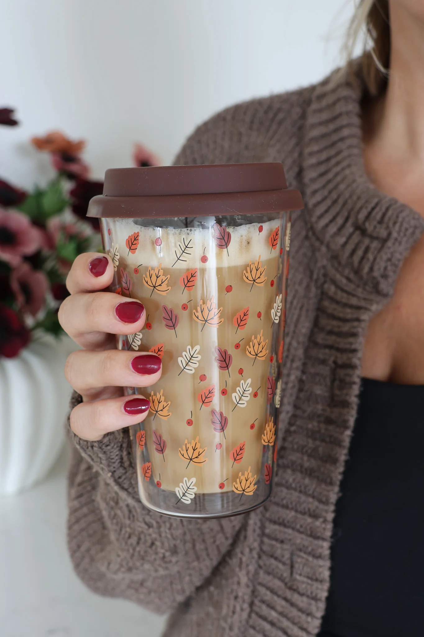 Double Walled Glass Travel Mug – Autumn Leaves