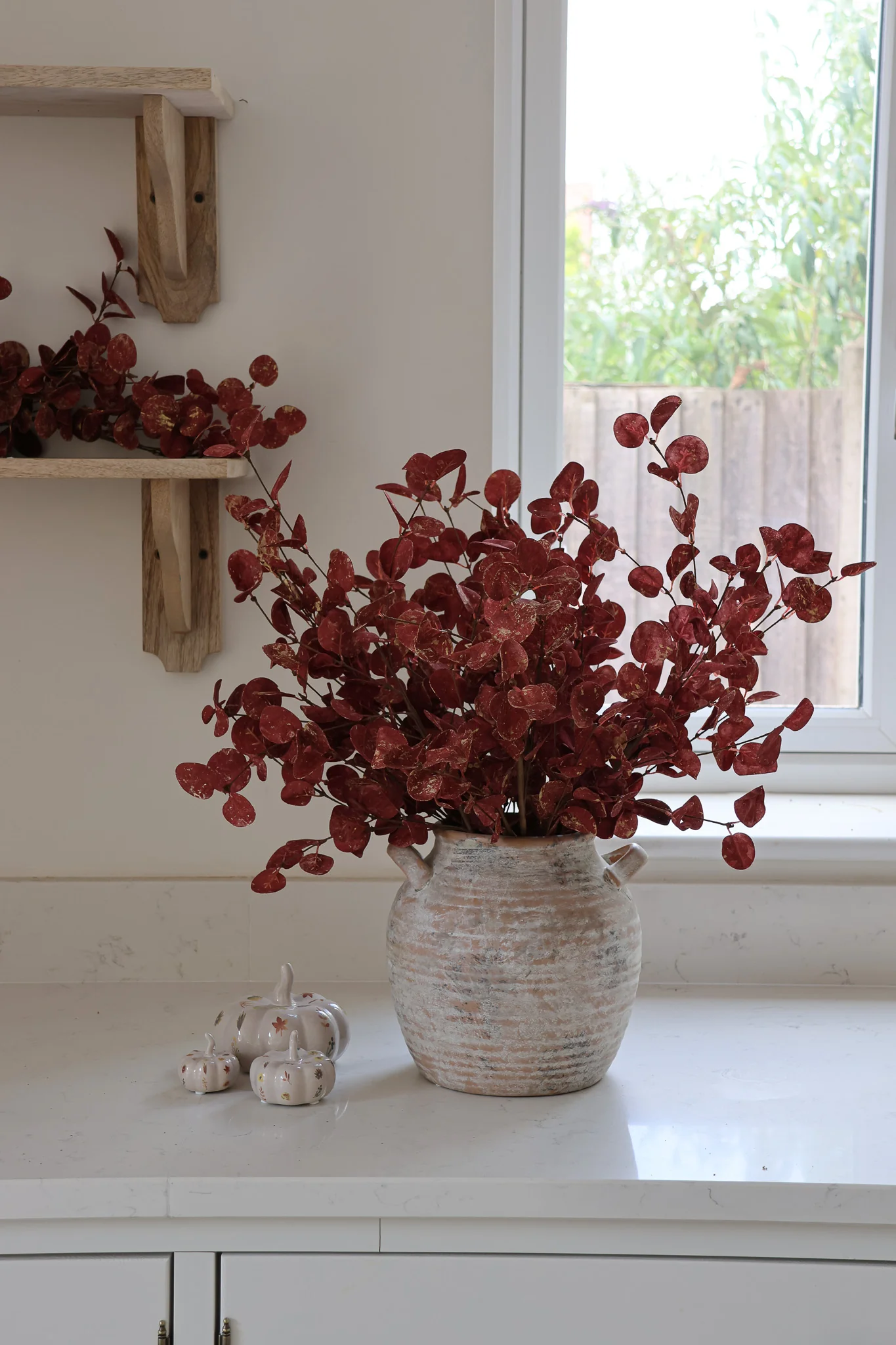 Faux Eucalyptus Spray - Red