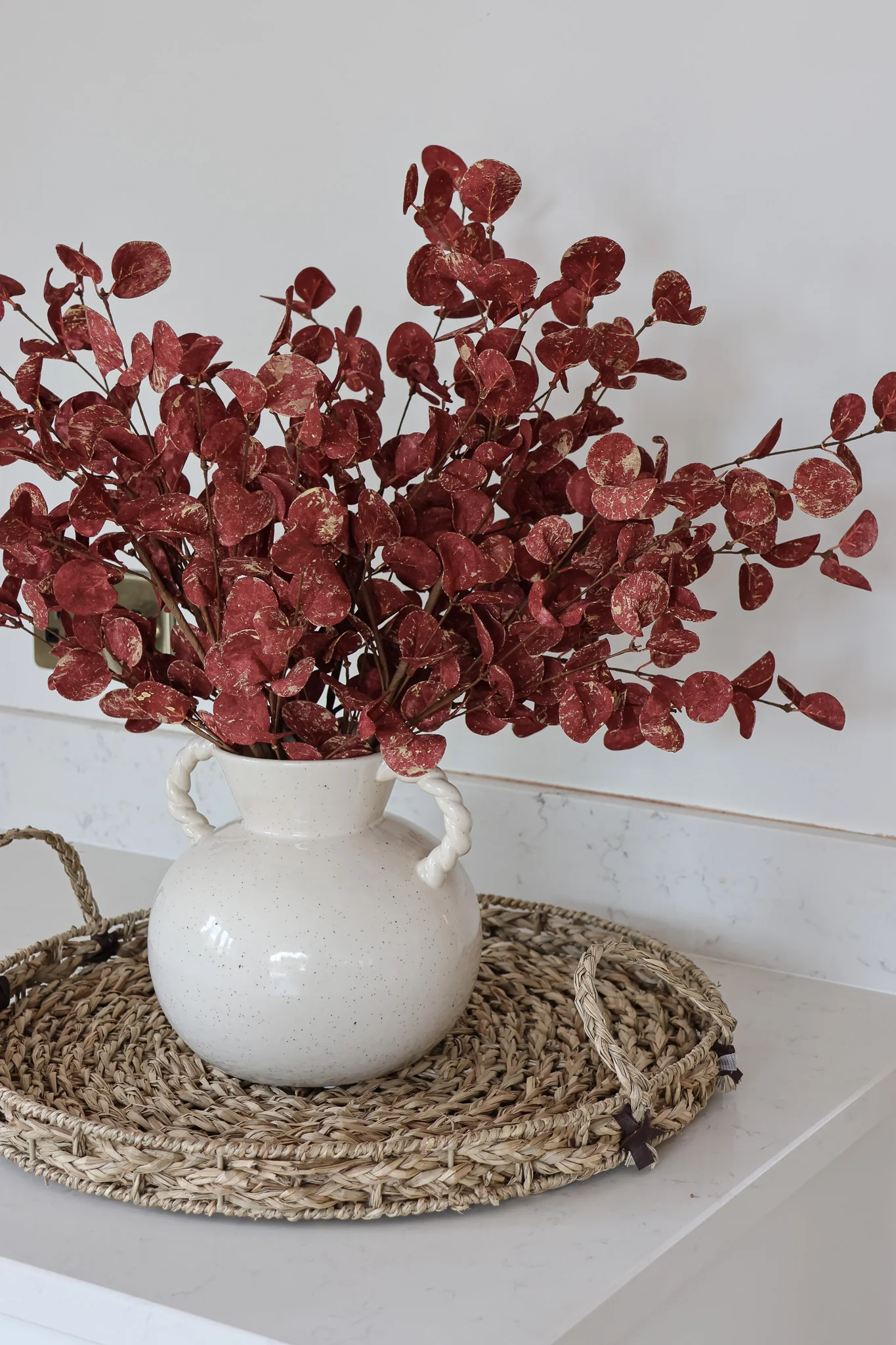 Faux Eucalyptus Spray - Red - Image 3