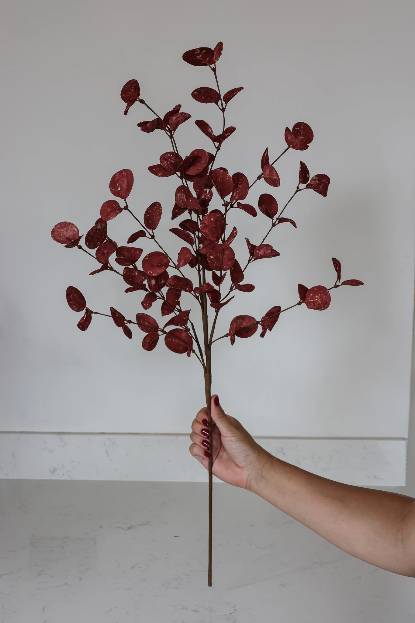 Faux Eucalyptus Spray - Red - Image 4
