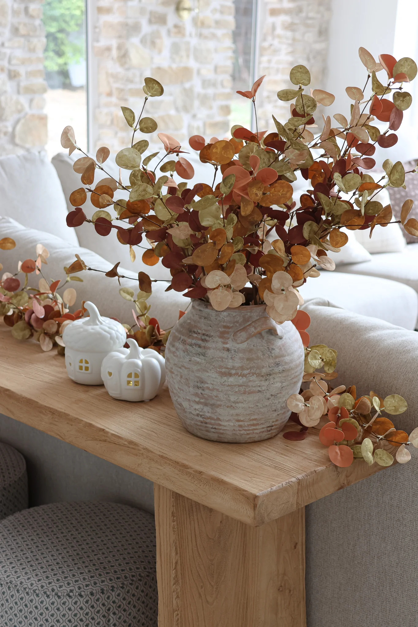 Faux Eucalyptus Spray - Rust