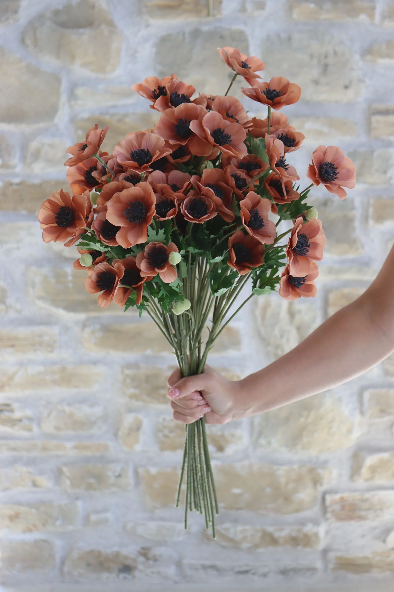 Faux Flowers - Anemone - Brown - Image 3