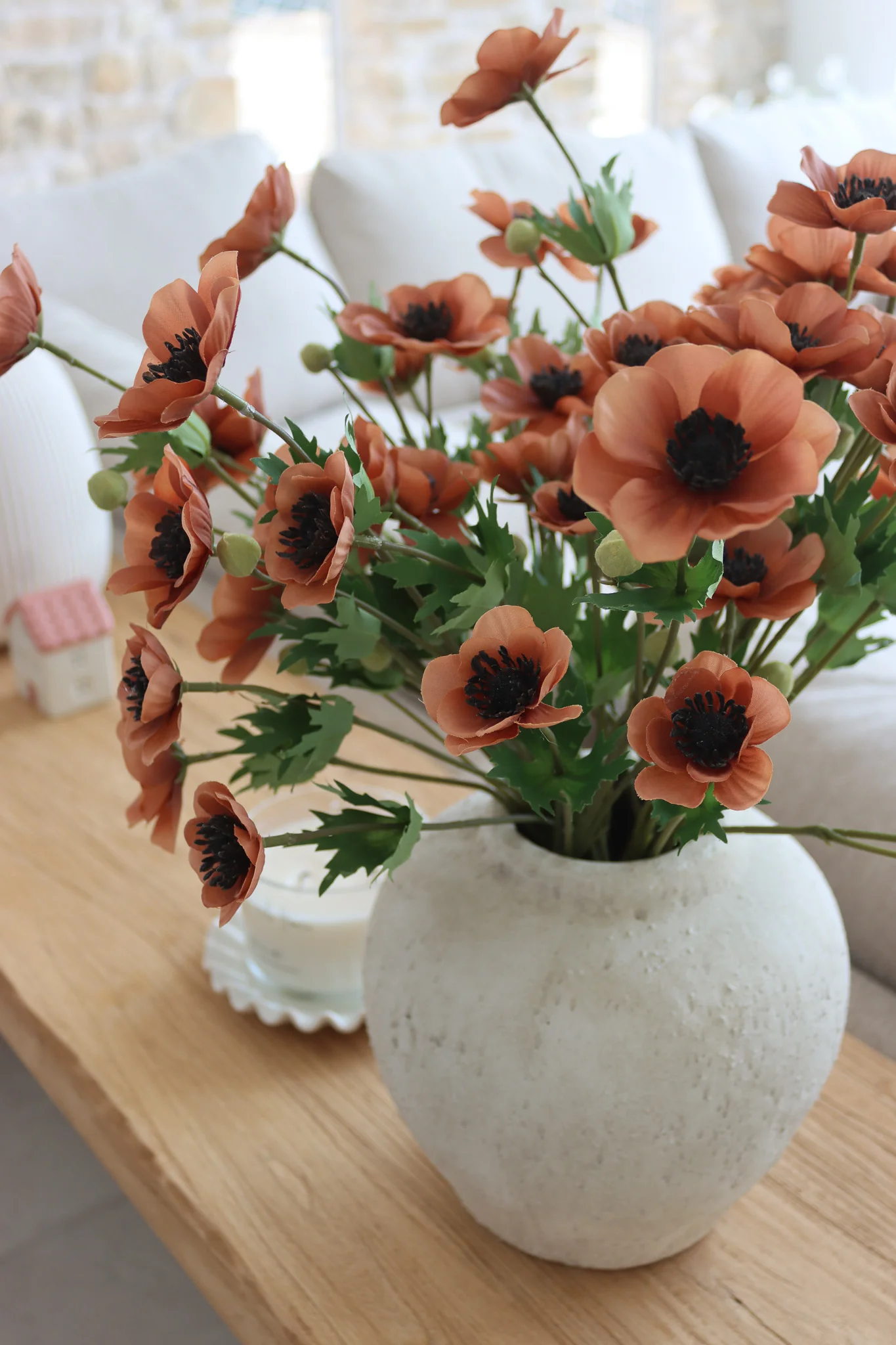 Faux Flowers - Anemone - Brown - Image 4